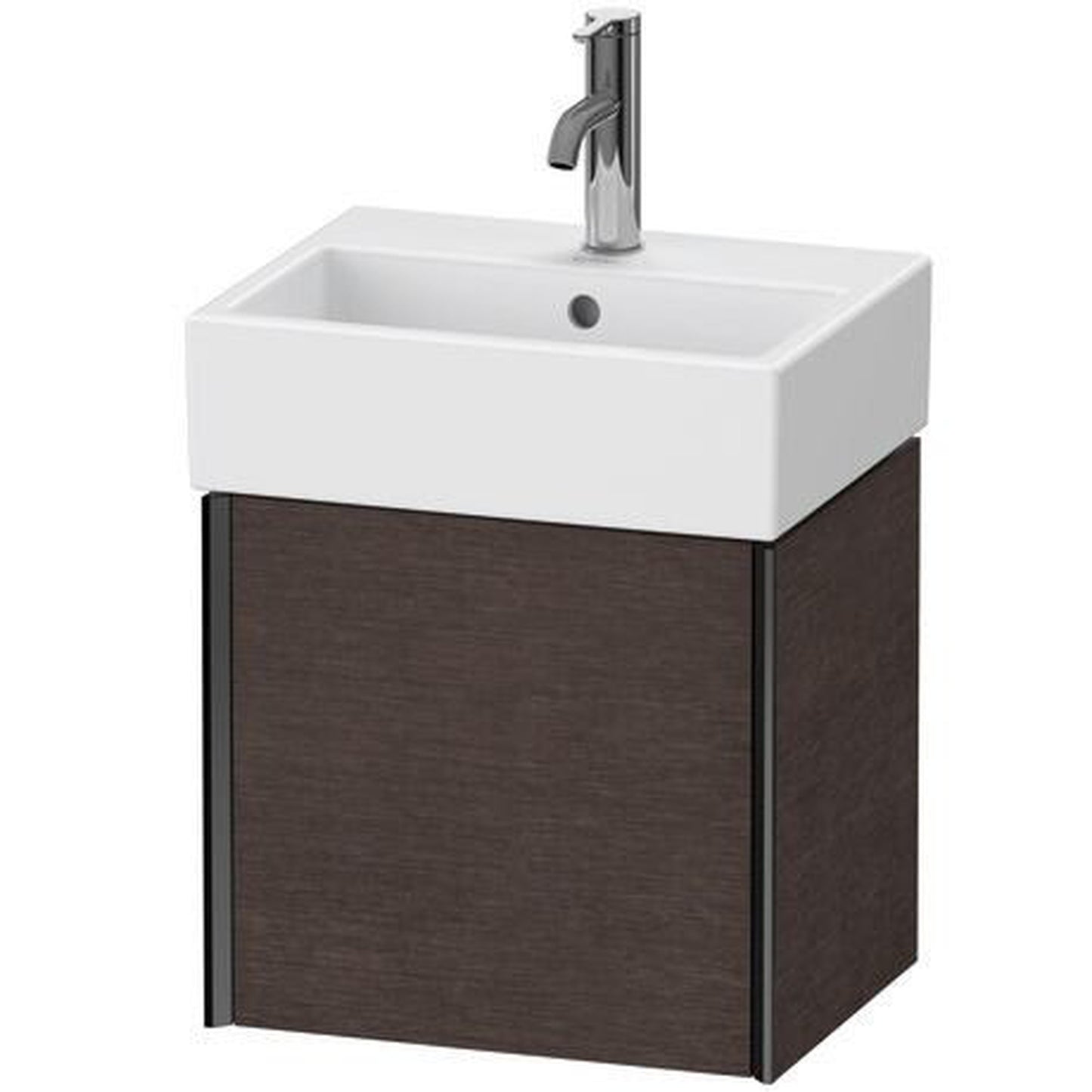 Duravit Xviu 17" x 16" x 13" One Door Wall-Mount Vanity Unit With Right Hinge, Brushed Dark Oak Real Wood Veneer (XV4231RB272)