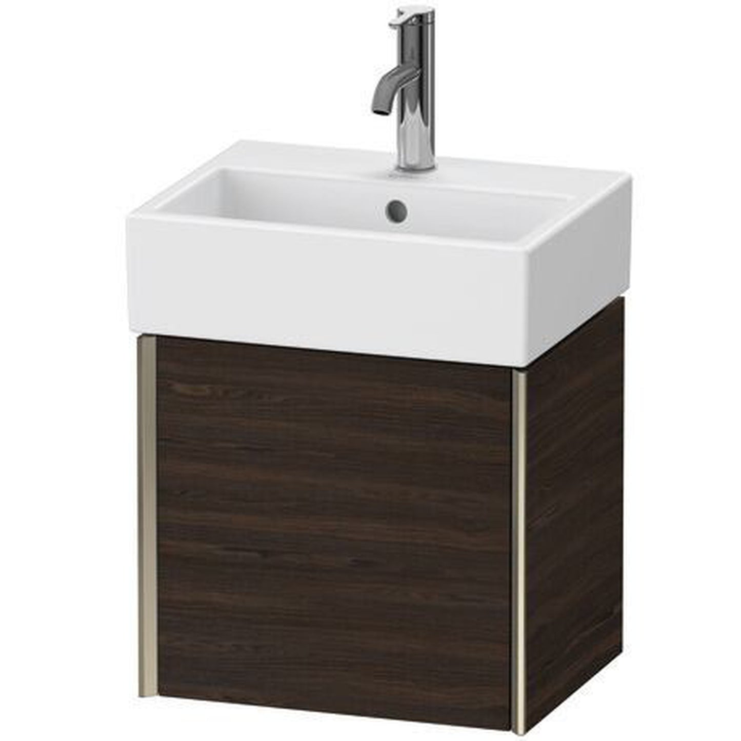 Duravit Xviu 17" x 16" x 13" One Door Wall-Mount Vanity Unit With Right Hinge, Brushed Walnut Real Wood Veneer (XV4231RB169)