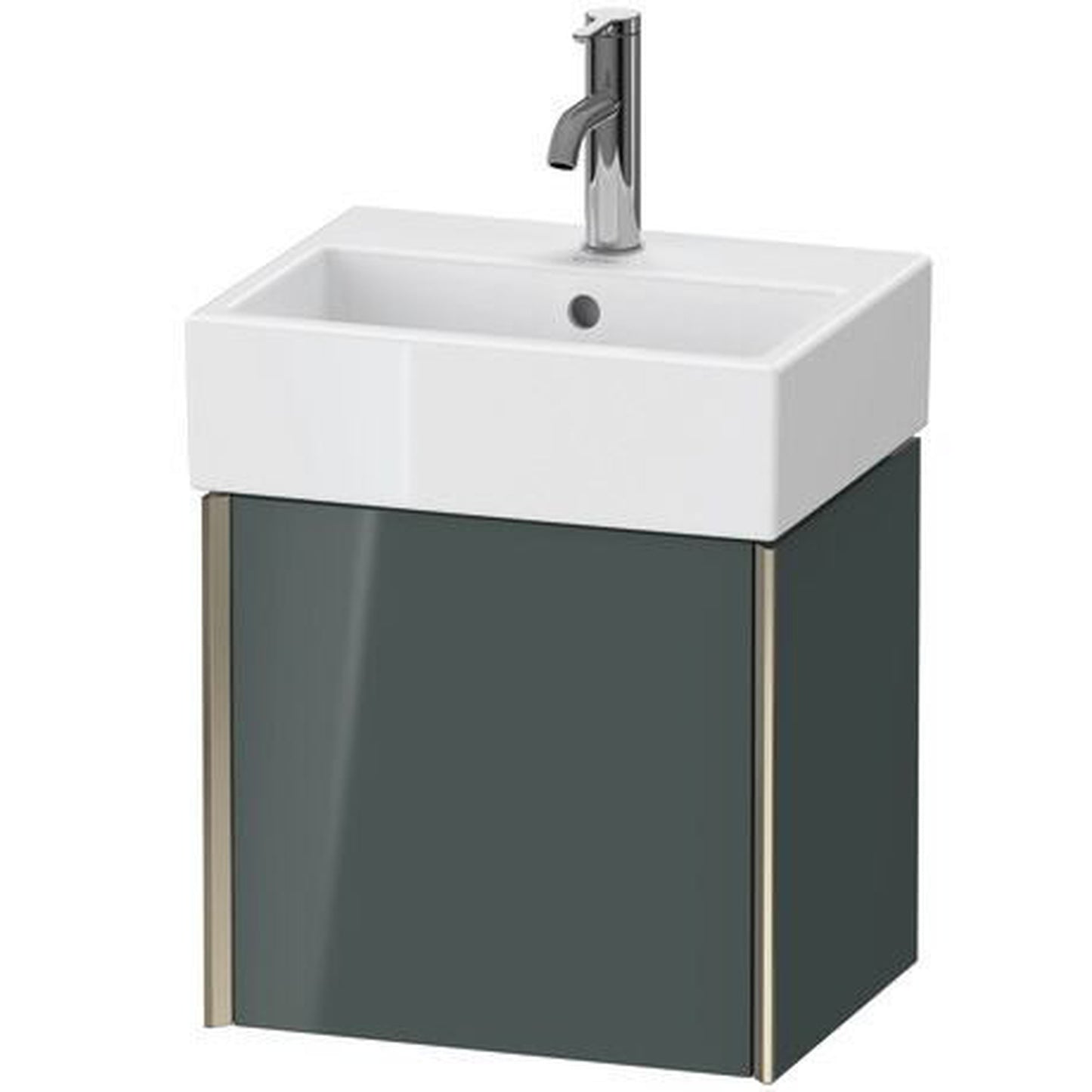 Duravit Xviu 17" x 16" x 13" One Door Wall-Mount Vanity Unit With Right Hinge, Dolomiti Grey High Gloss Lacquer (XV4231RB138)