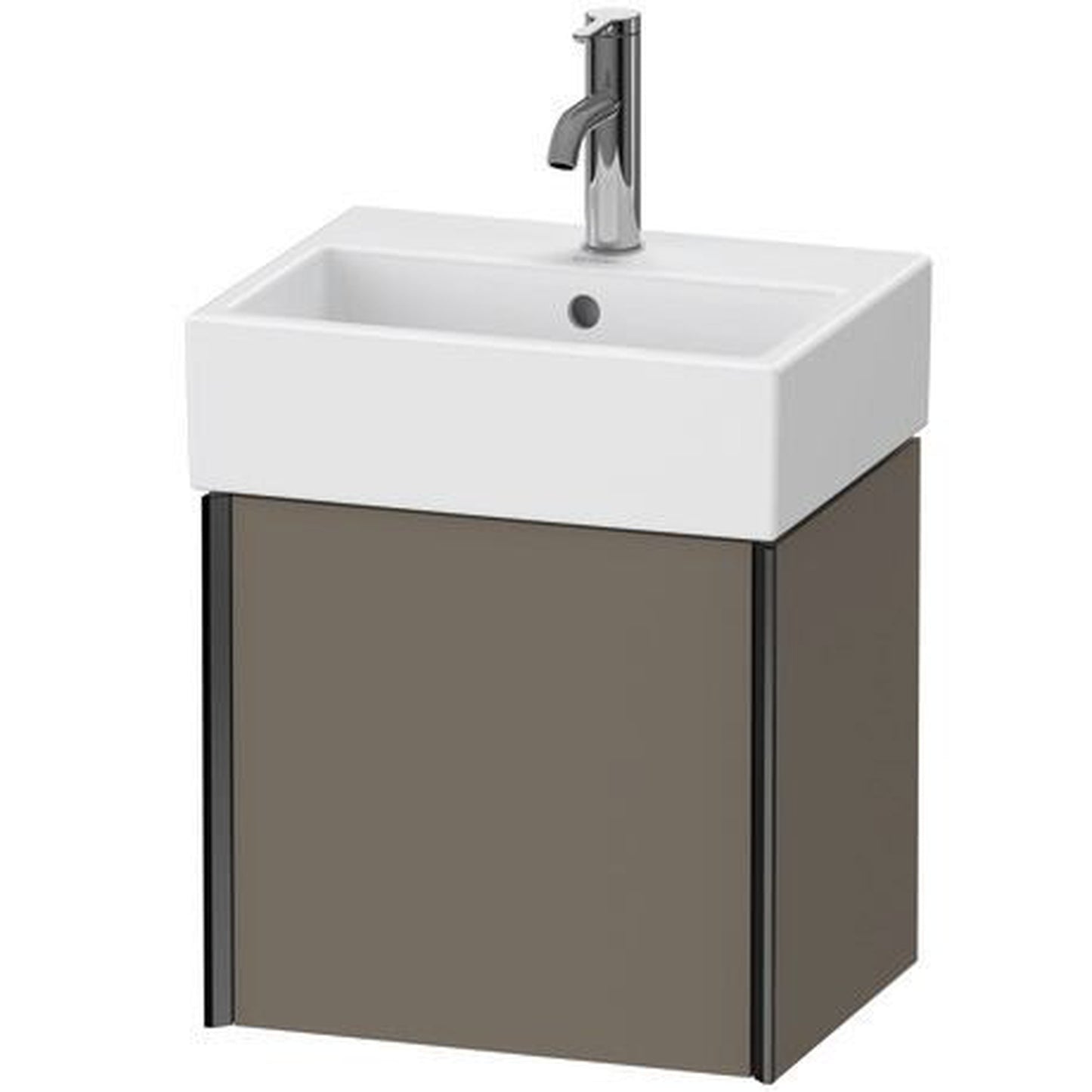 Duravit Xviu 17" x 16" x 13" One Door Wall-Mount Vanity Unit With Right Hinge, Flannel Grey Satin Matt Lacquer (XV4231RB290)