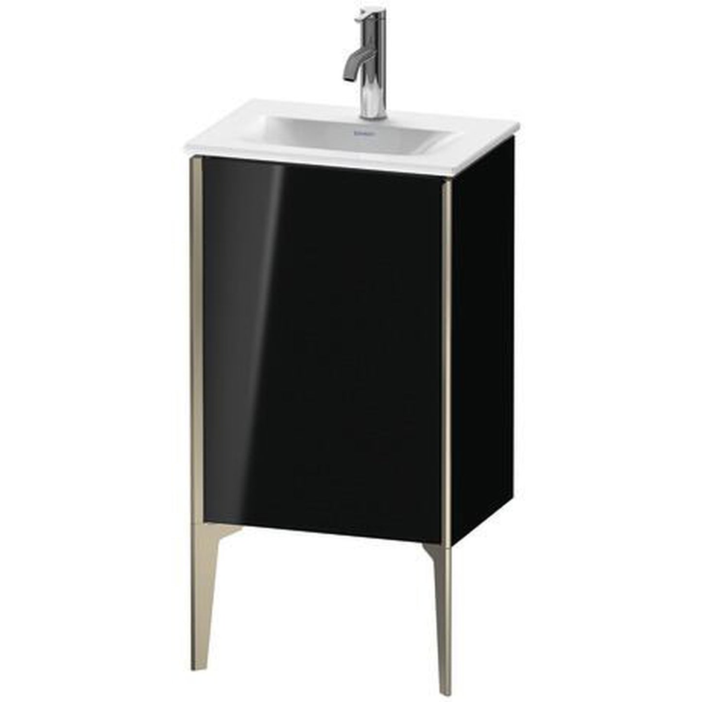 Duravit Xviu 17" x 23" x 12" One Door Floorstanding Vanity Unit With Left Hinge, Black High Gloss Lacquer (XV4068LB140)