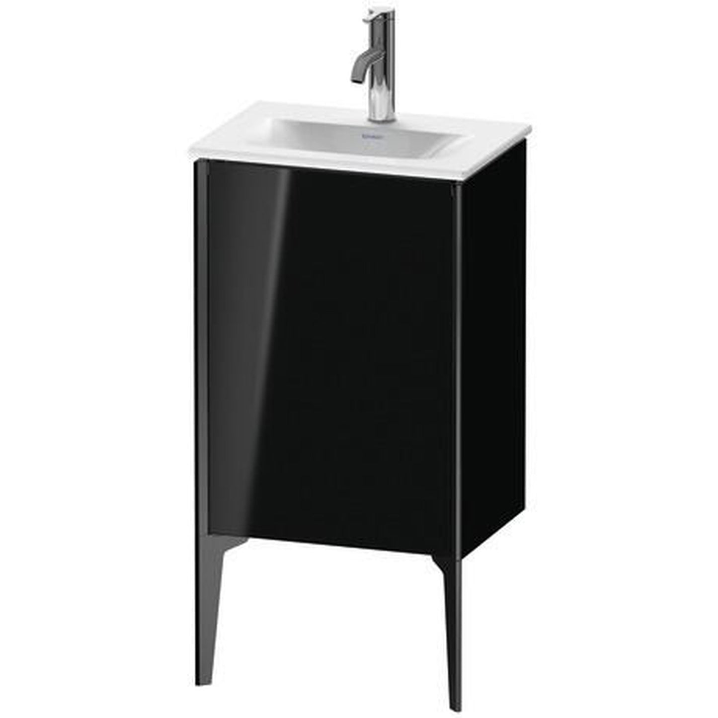 Duravit Xviu 17" x 23" x 12" One Door Floorstanding Vanity Unit With Left Hinge, Black High Gloss Lacquer (XV4068LB240)