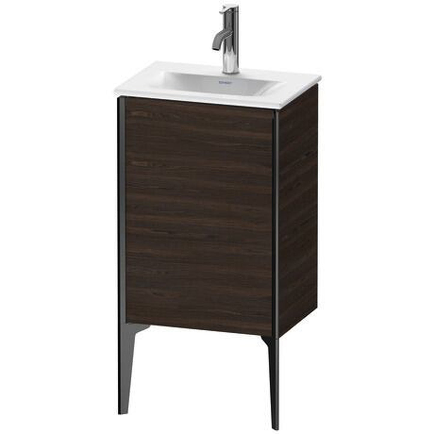 Duravit Xviu 17" x 23" x 12" One Door Floorstanding Vanity Unit With Left Hinge, Brushed Walnut Real Wood Veneer (XV4068LB269)