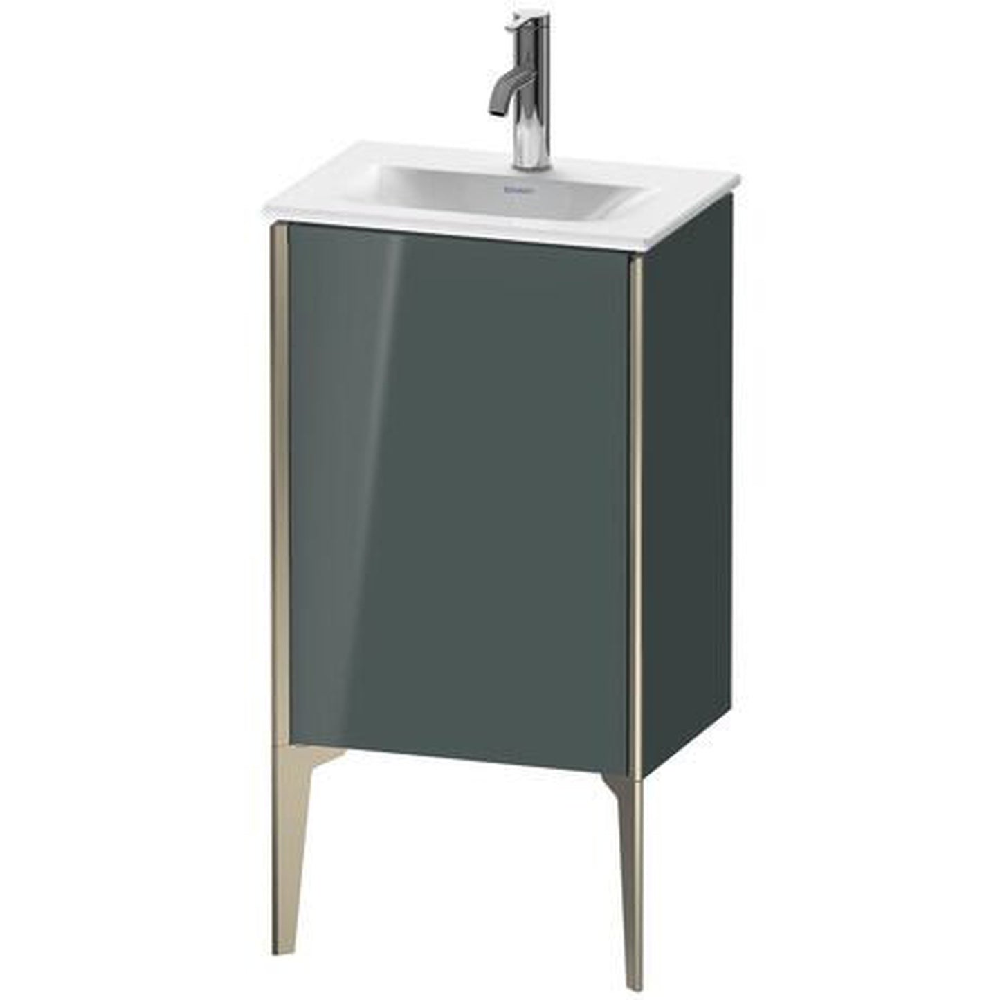 Duravit Xviu 17" x 23" x 12" One Door Floorstanding Vanity Unit With Left Hinge, Dolomiti Grey High Gloss Lacquer (XV4068LB138)