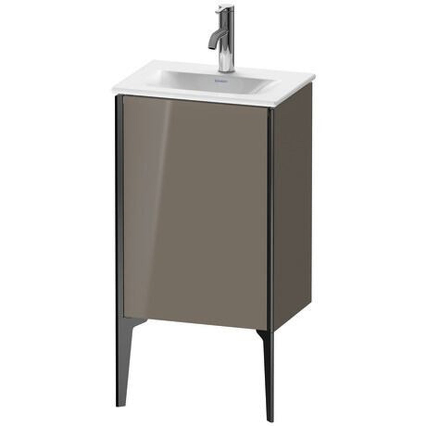 Duravit Xviu 17" x 23" x 12" One Door Floorstanding Vanity Unit With Left Hinge, Flannel Grey High Gloss Lacquer (XV4068LB289)