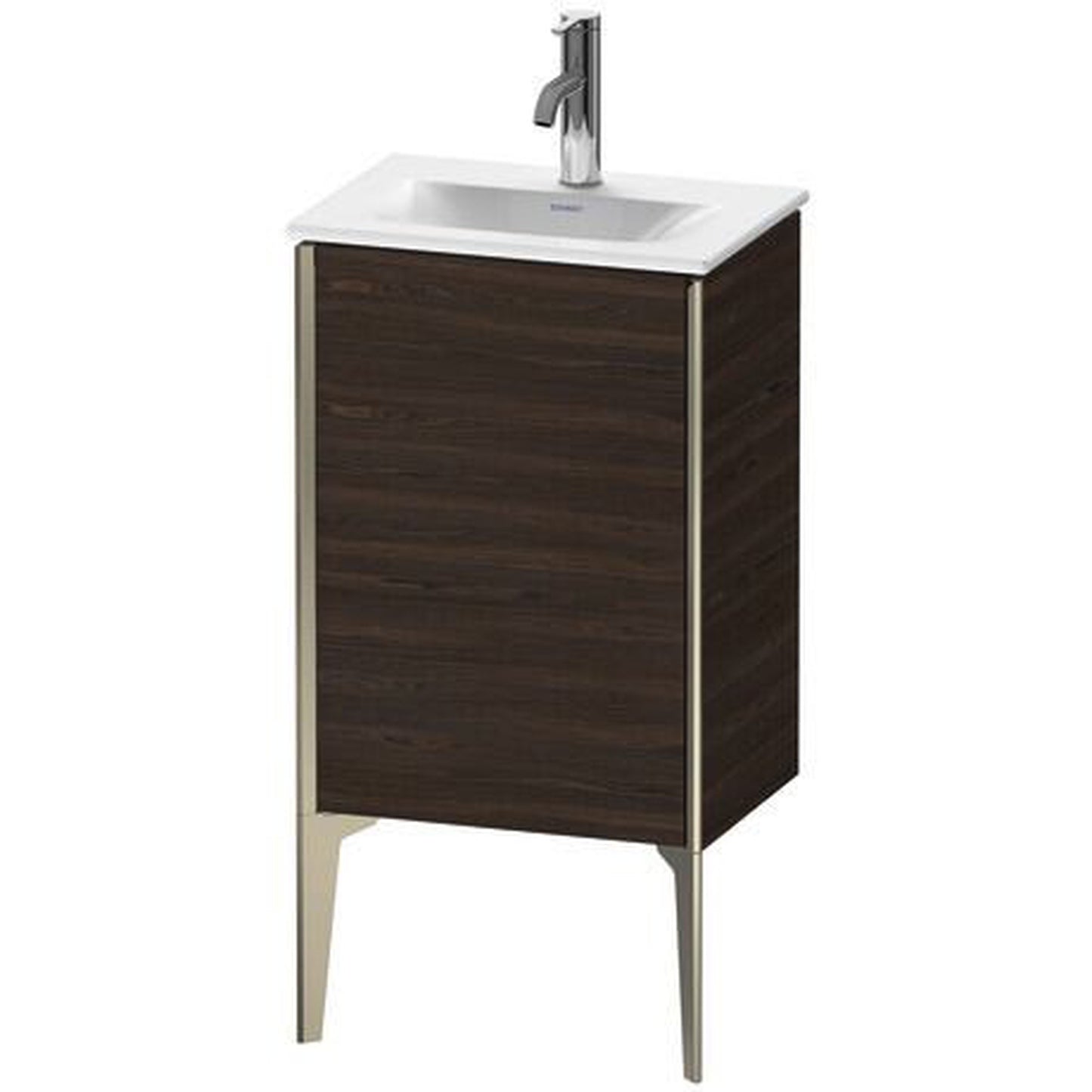 Duravit Xviu 17" x 23" x 12" One Door Floorstanding Vanity Unit With Right Hinge, Brushed Walnut Real Wood Veneer (XV4068RB169)