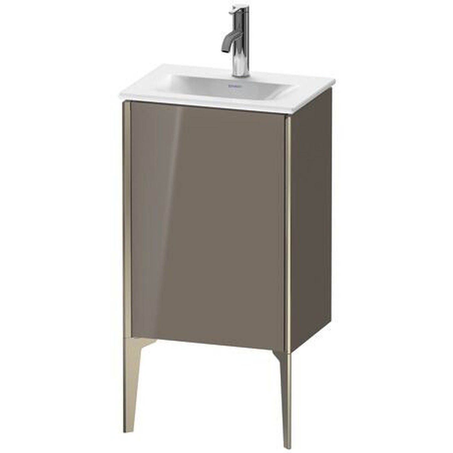 Duravit Xviu 17" x 23" x 12" One Door Floorstanding Vanity Unit With Right Hinge, Flannel Grey High Gloss Lacquer (XV4068RB189)
