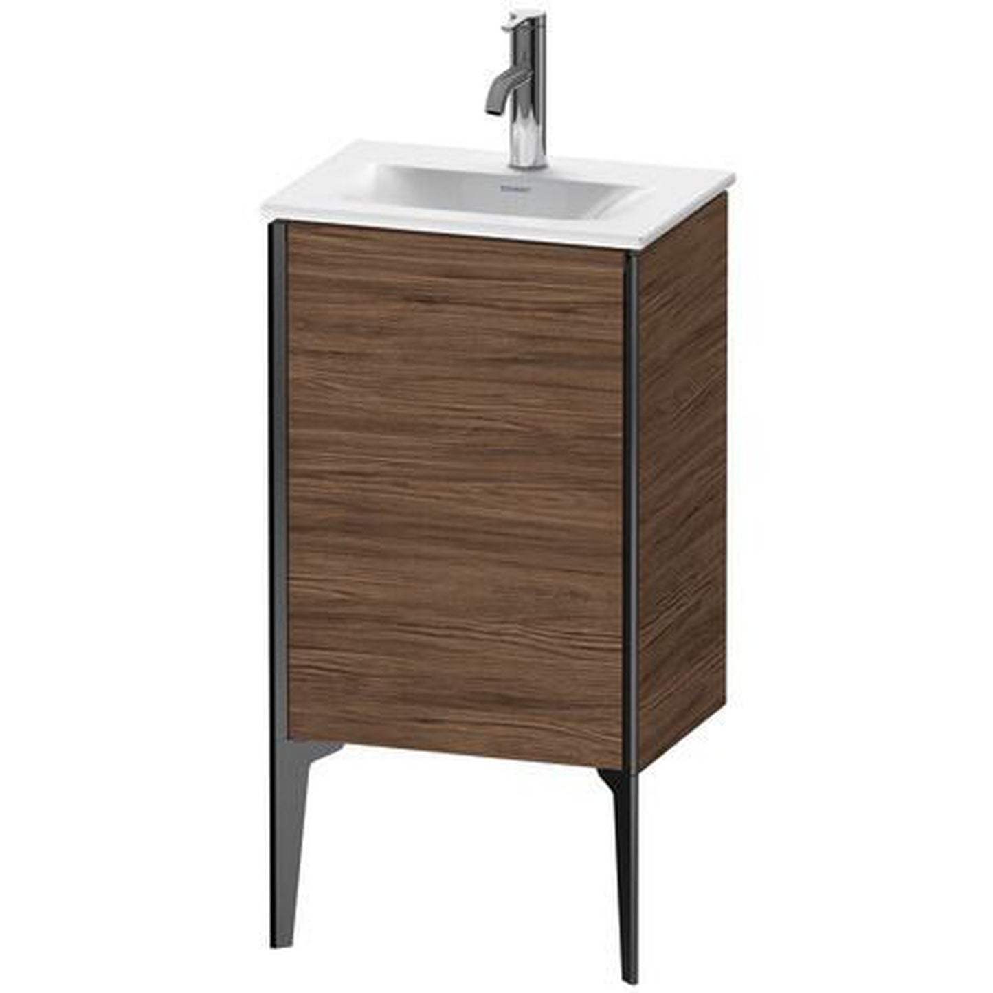 Duravit Xviu 17" x 23" x 12" One Door Floorstanding Vanity Unit With Right Hinge, Walnut Dark (XV4068RB221)