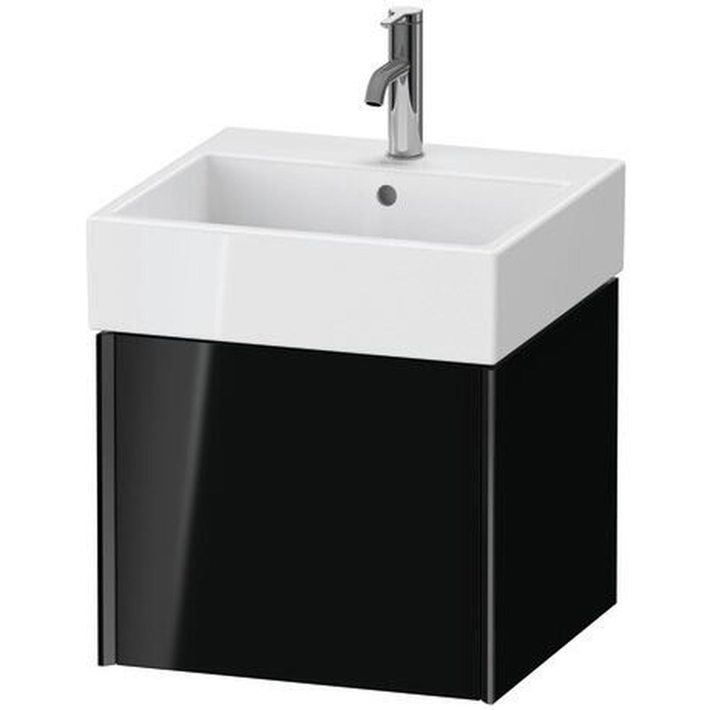Duravit Xviu 19" x 16" x 18" One Drawer Wall-Mount Vanity Unit, Black High Gloss Lacquer (XV42330B240)