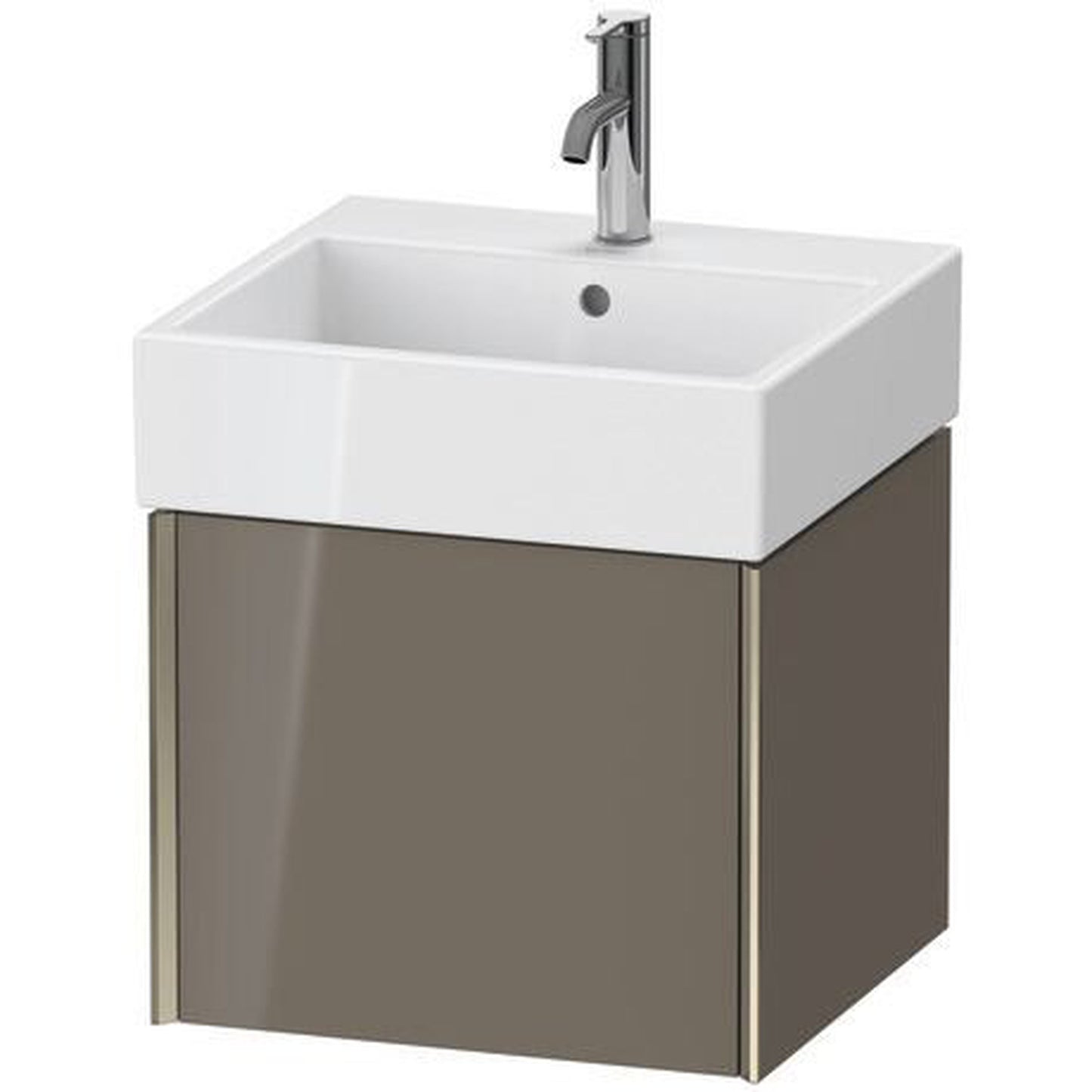 Duravit Xviu 19" x 16" x 18" One Drawer Wall-Mount Vanity Unit, Flannel Grey High Gloss Lacquer (XV42330B189)