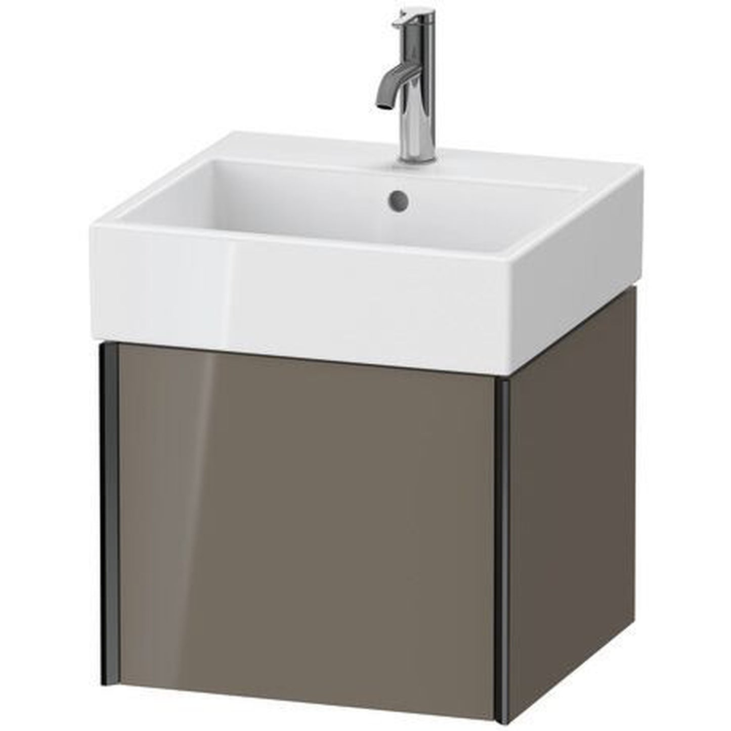 Duravit Xviu 19" x 16" x 18" One Drawer Wall-Mount Vanity Unit, Flannel Grey High Gloss Lacquer (XV42330B289)