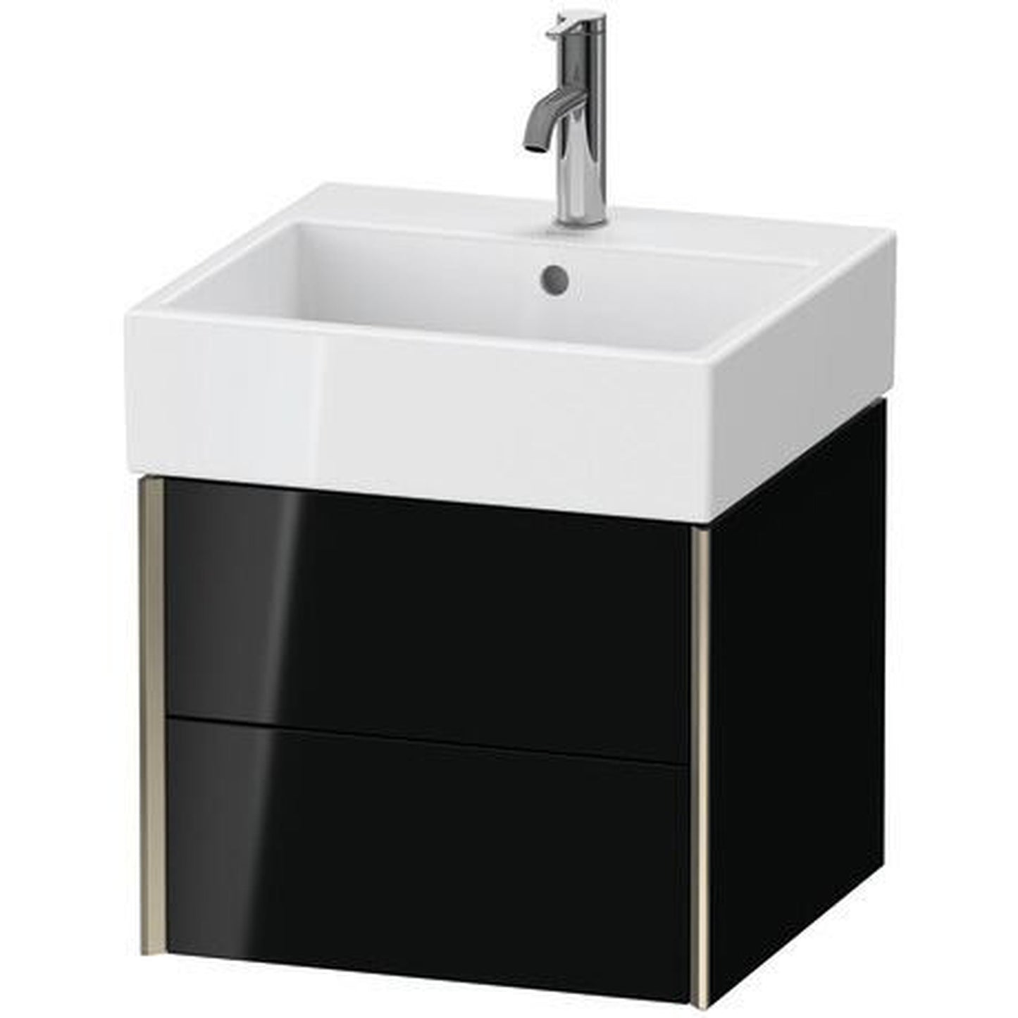 Duravit Xviu 19" x 16" x 18" Two Drawer Wall-Mount Vanity Unit, Black High Gloss Lacquer (XV43330B140)