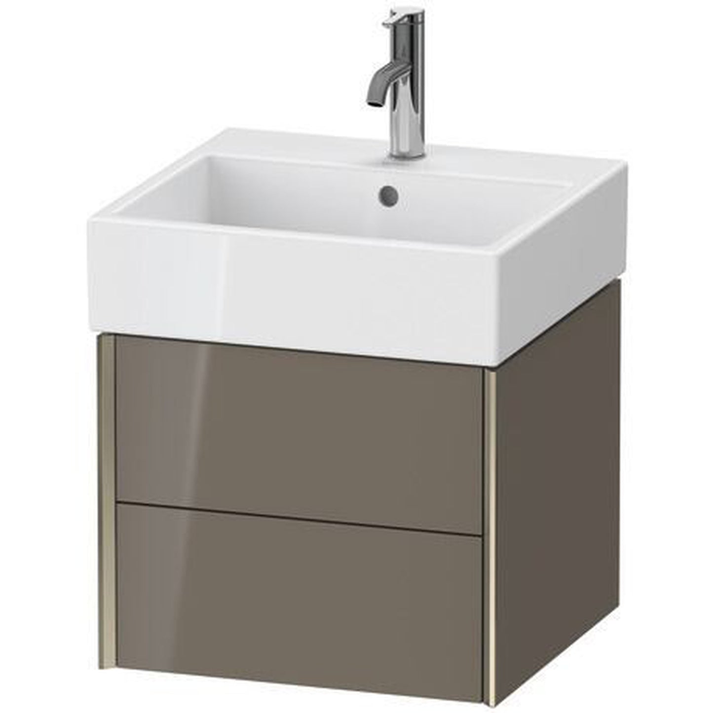 Duravit Xviu 19" x 16" x 18" Two Drawer Wall-Mount Vanity Unit, Flannel Grey High Gloss Lacquer (XV43330B189)