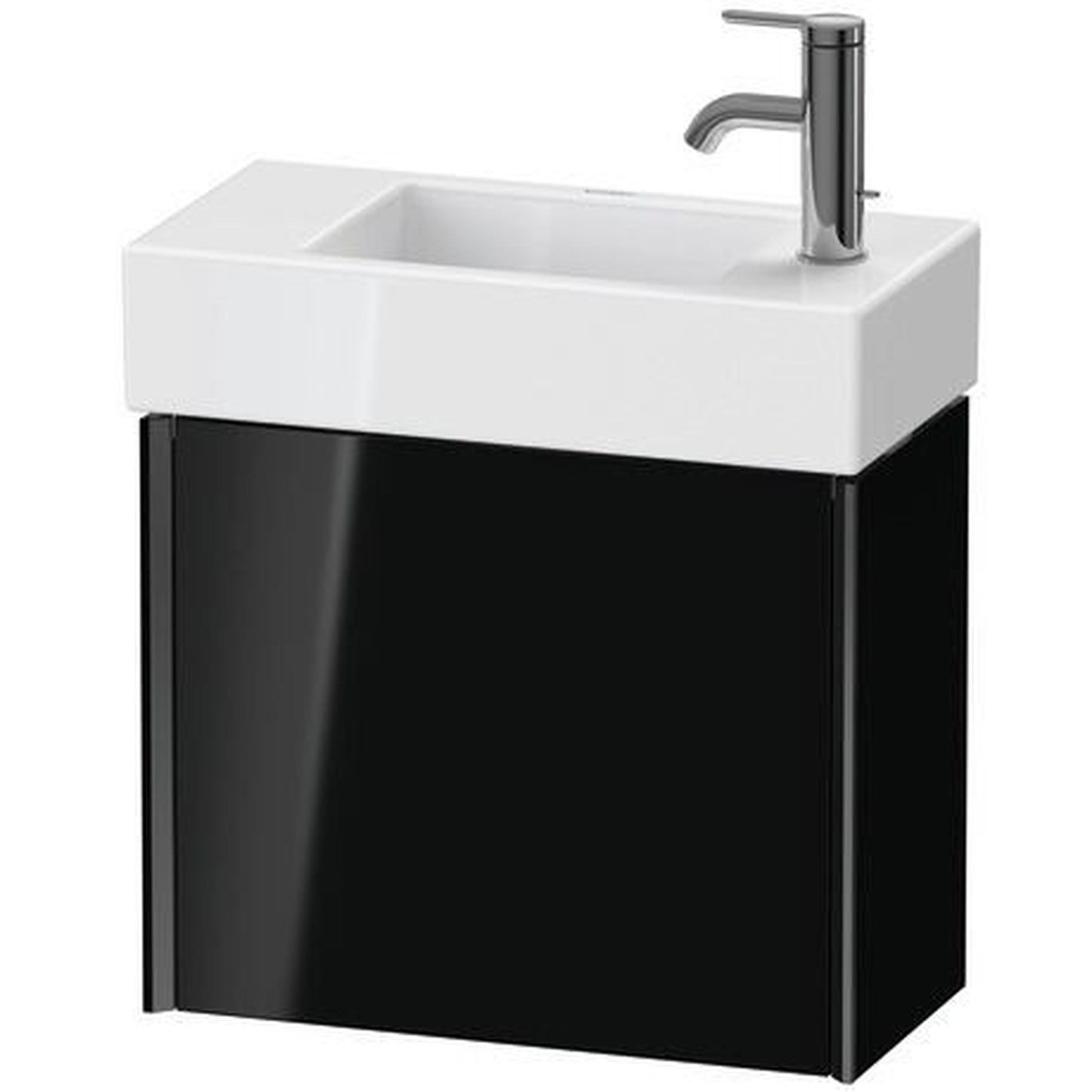 Duravit Xviu 19" x 16" x 9" One Door Wall-Mount Vanity Unit With Left Hinge, Black High Gloss Lacquer (XV4232LB240)
