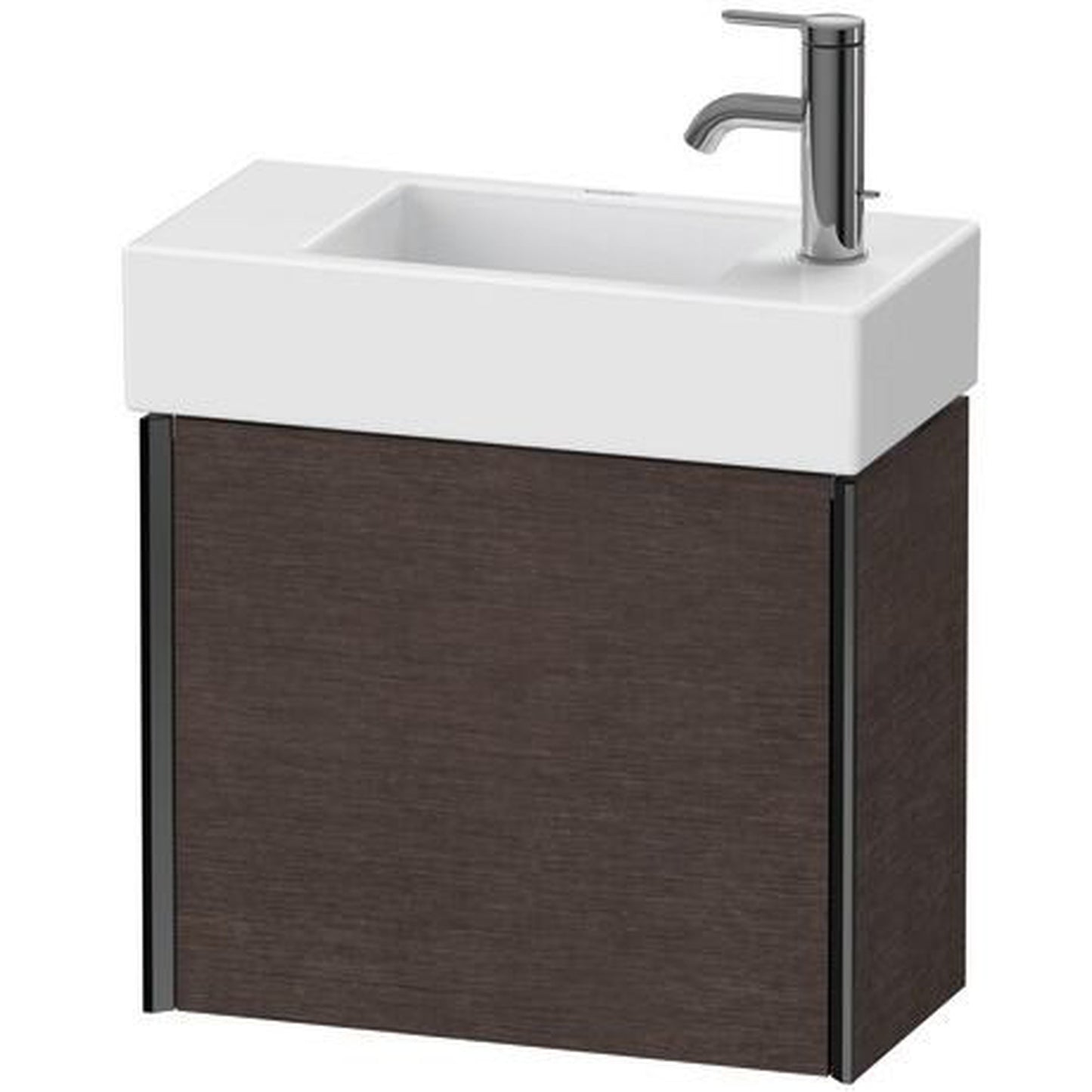 Duravit Xviu 19" x 16" x 9" One Door Wall-Mount Vanity Unit With Left Hinge, Brushed Dark Oak Real Wood Veneer (XV4232LB272)