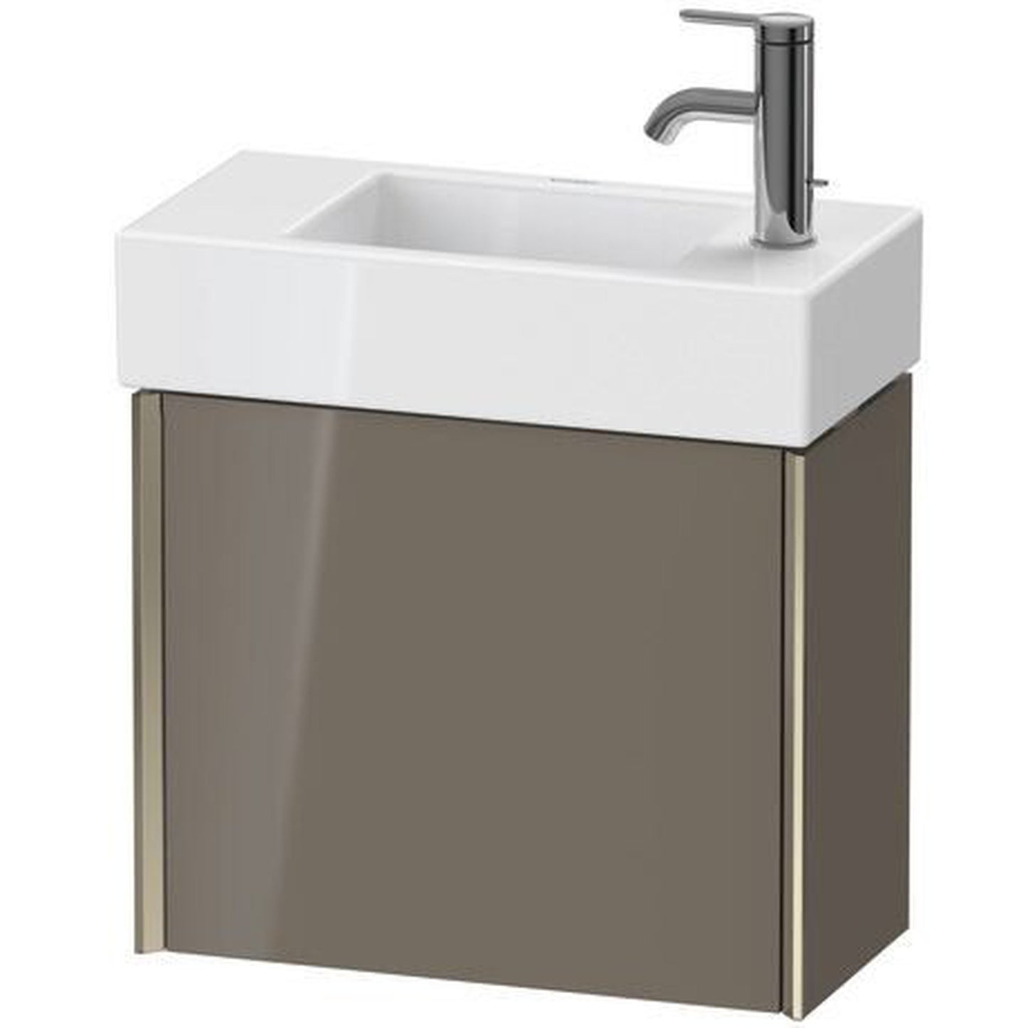 Duravit Xviu 19" x 16" x 9" One Door Wall-Mount Vanity Unit With Left Hinge, Flannel Grey High Gloss Lacquer (XV4232LB189)