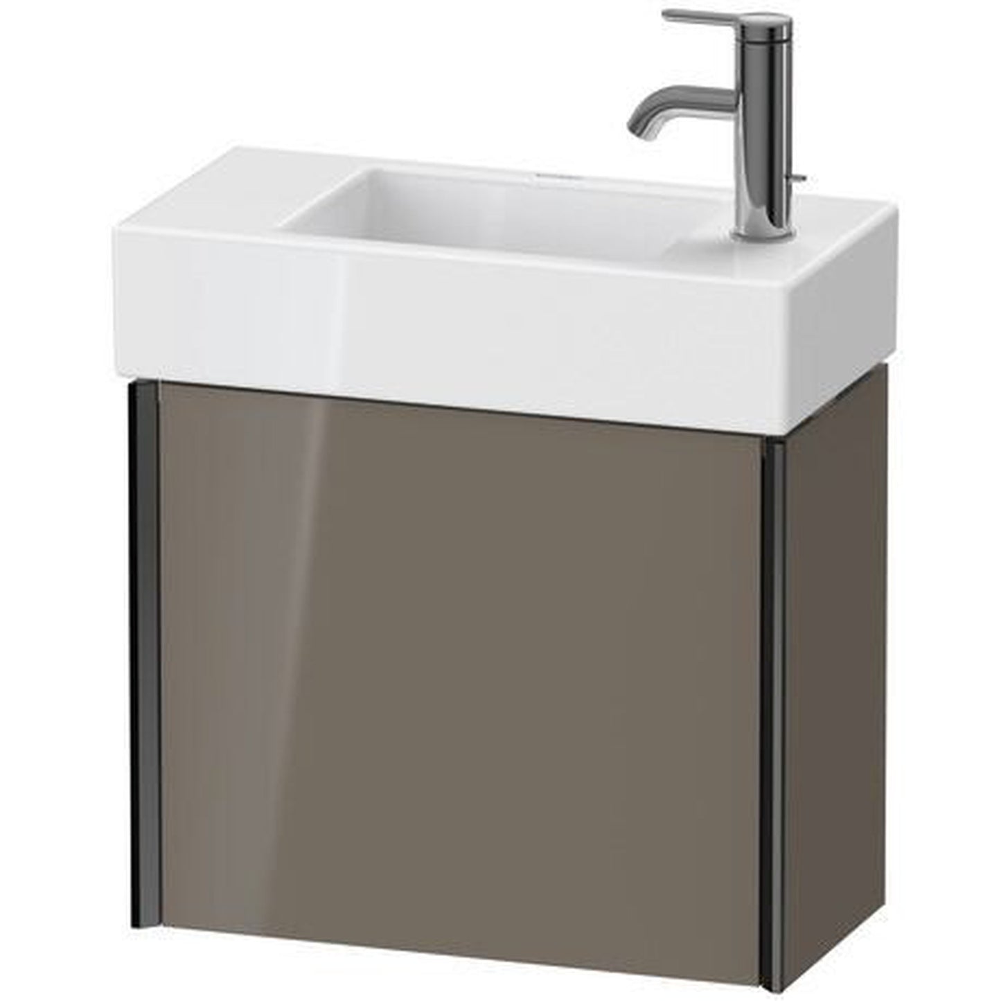 Duravit Xviu 19" x 16" x 9" One Door Wall-Mount Vanity Unit With Left Hinge, Flannel Grey High Gloss Lacquer (XV4232LB289)