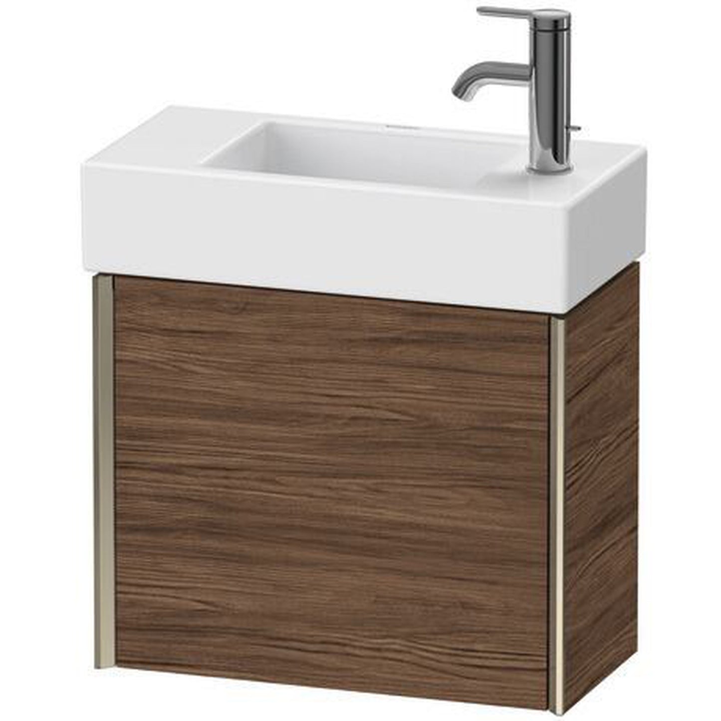 Duravit Xviu 19" x 16" x 9" One Door Wall-Mount Vanity Unit With Left Hinge, Walnut Dark (XV4232LB121)