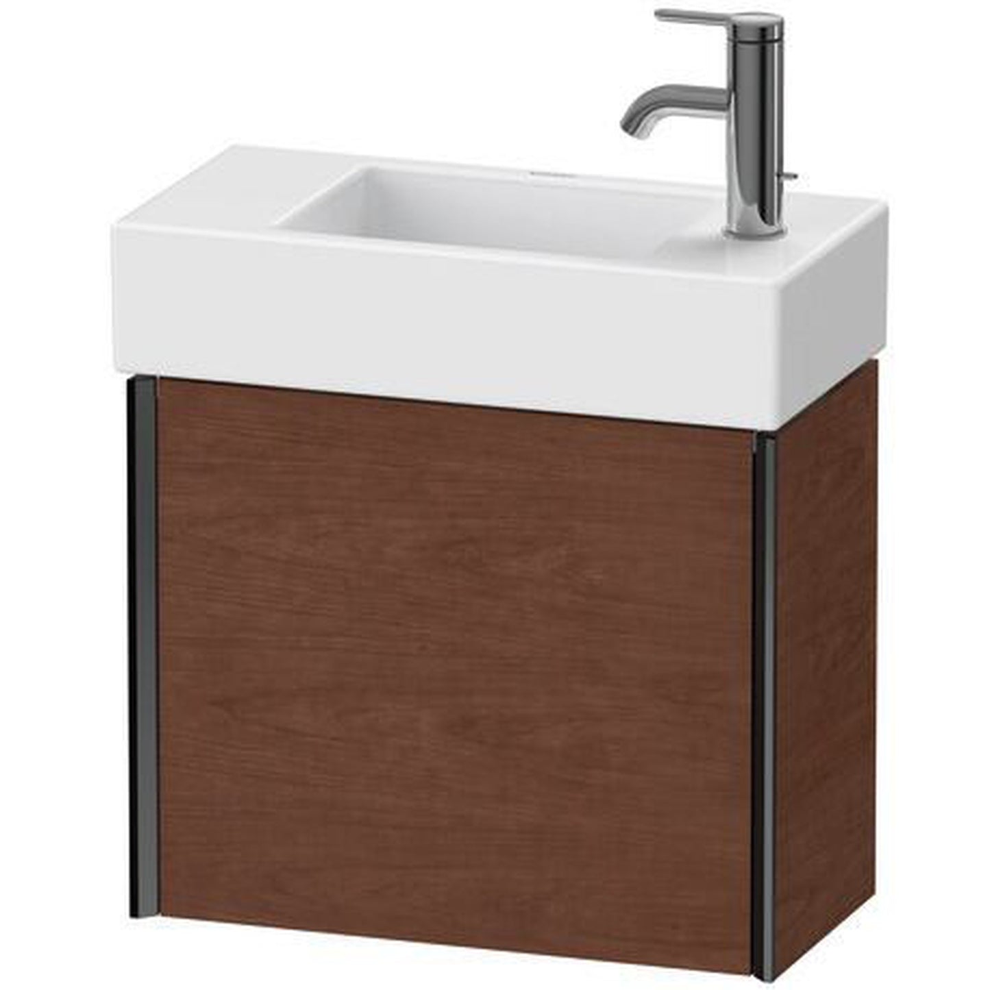 Duravit Xviu 19" x 16" x 9" One Door Wall-Mount Vanity Unit With Right Hinge, American Walnut (XV4232RB213)