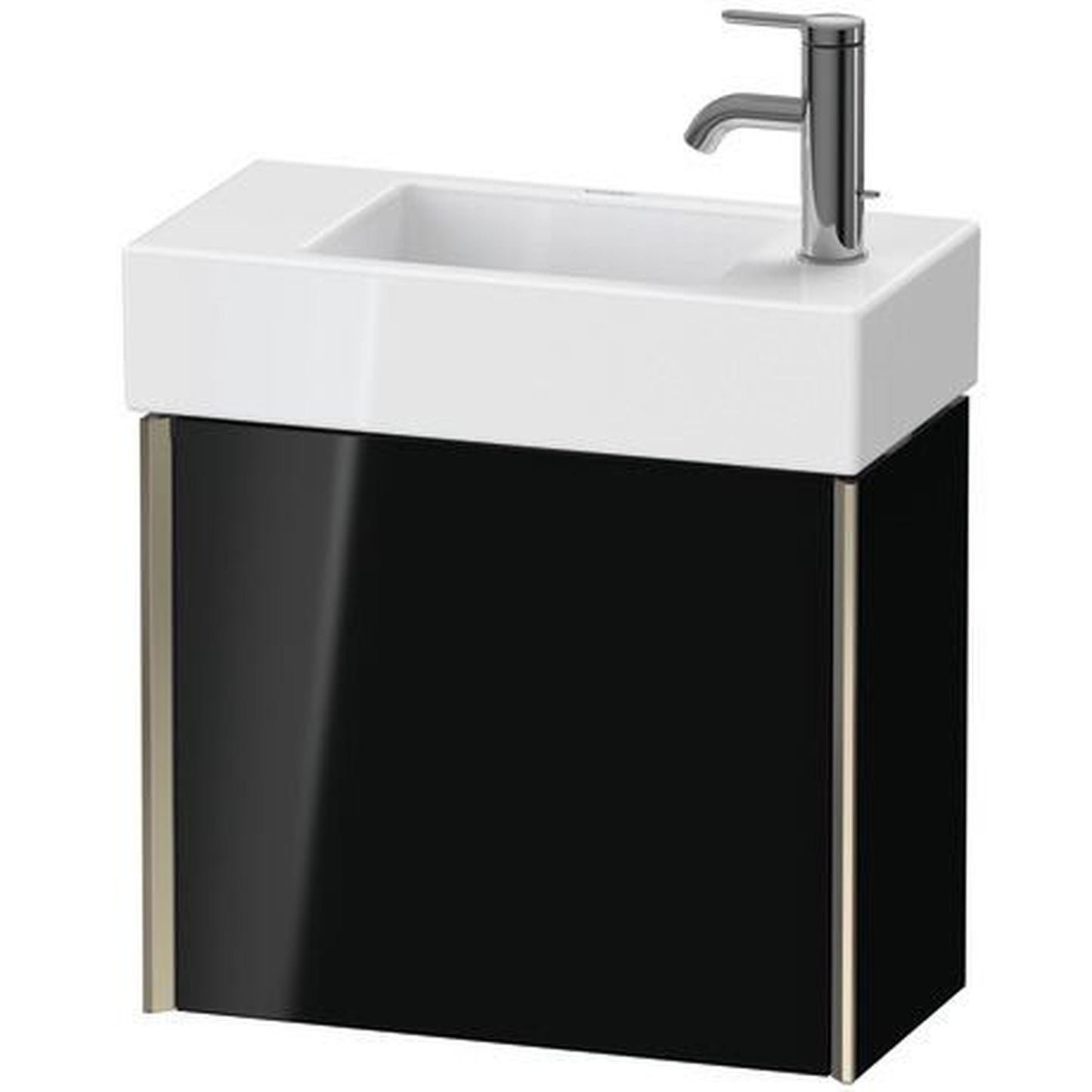 Duravit Xviu 19" x 16" x 9" One Door Wall-Mount Vanity Unit With Right Hinge, Black High Gloss Lacquer (XV4232RB140)