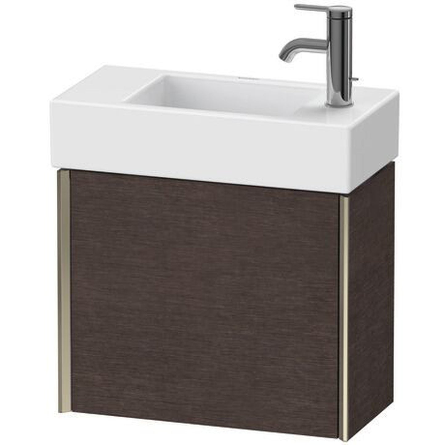 Duravit Xviu 19" x 16" x 9" One Door Wall-Mount Vanity Unit With Right Hinge, Brushed Dark Oak Real Wood Veneer (XV4232RB172)