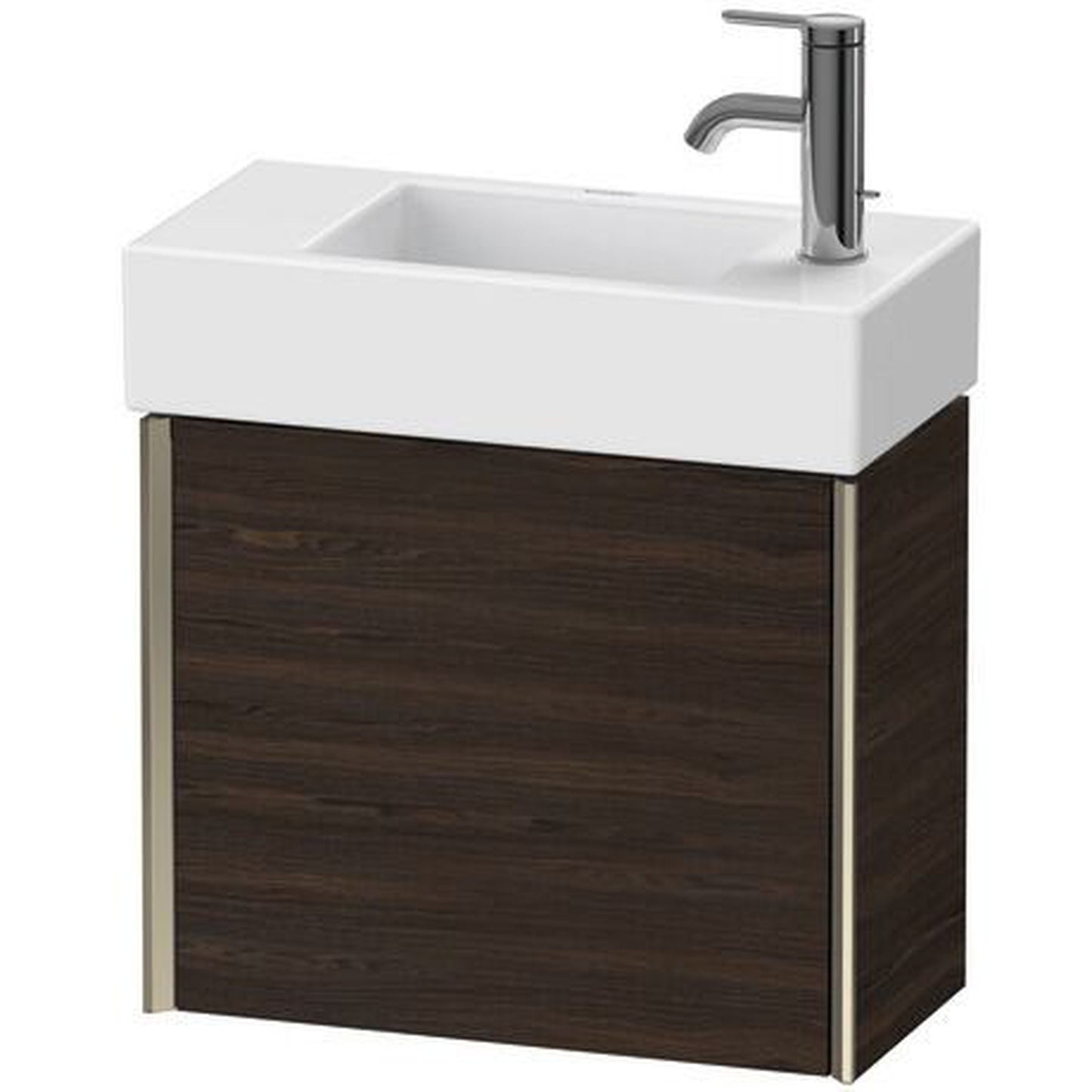 Duravit Xviu 19" x 16" x 9" One Door Wall-Mount Vanity Unit With Right Hinge, Brushed Walnut Real Wood Veneer (XV4232RB169)