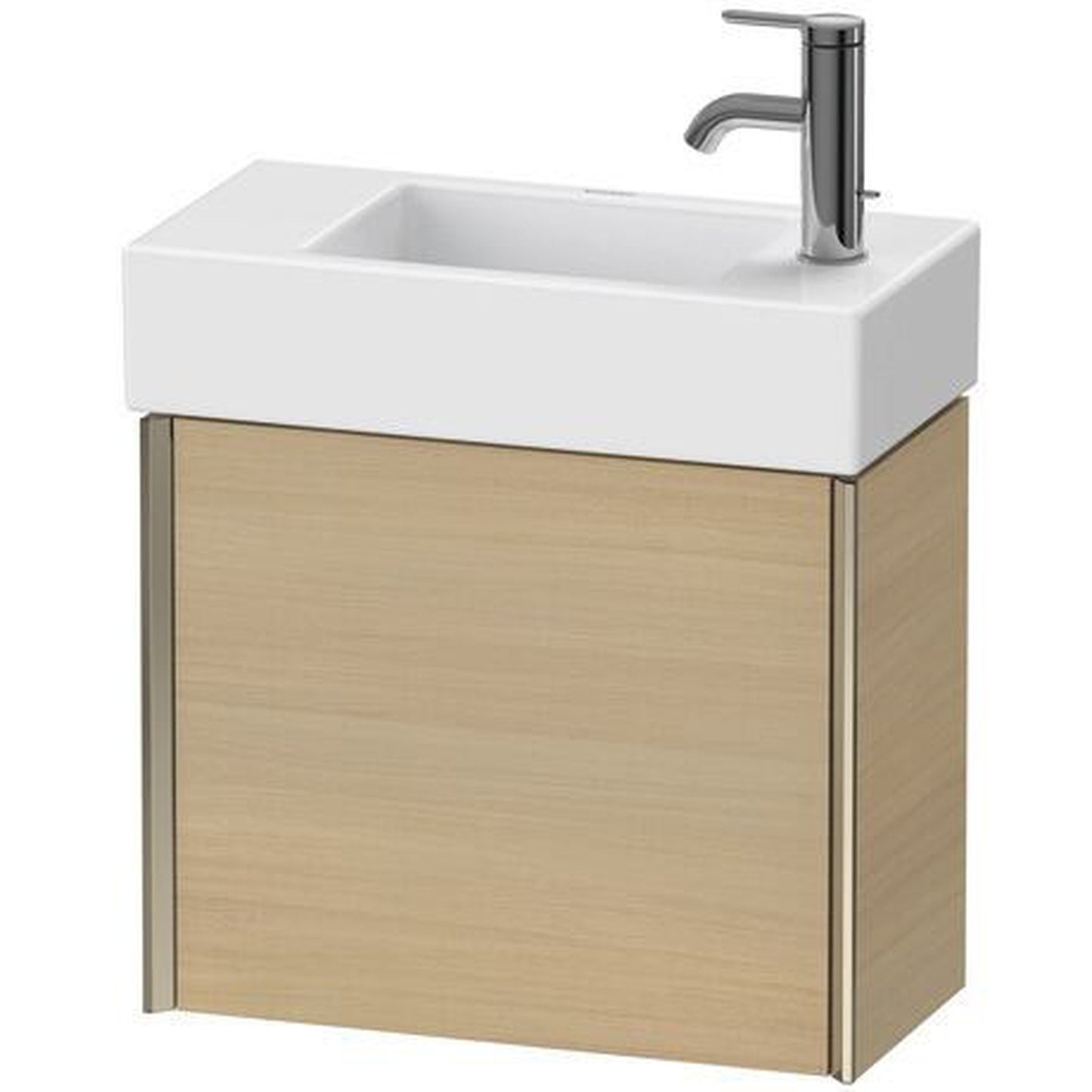 Duravit Xviu 19" x 16" x 9" One Door Wall-Mount Vanity Unit With Right Hinge, Mediterreanean Oak Real Wood Veneer (XV4232RB171)