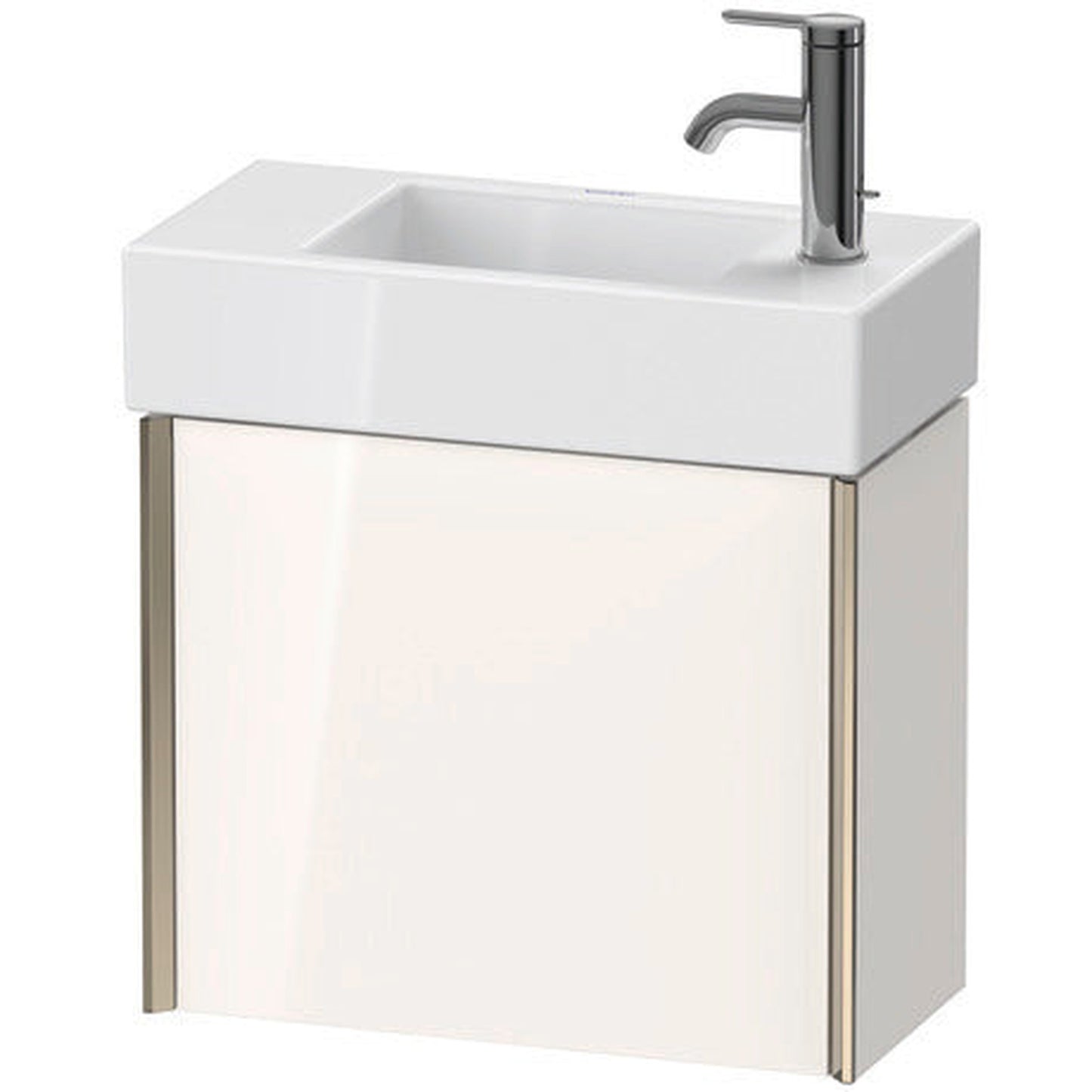 Duravit Xviu 19" x 16" x 9" One Door Wall-Mount Vanity Unit With Right Hinge, White High Gloss Lacquer (XV4232RB185)