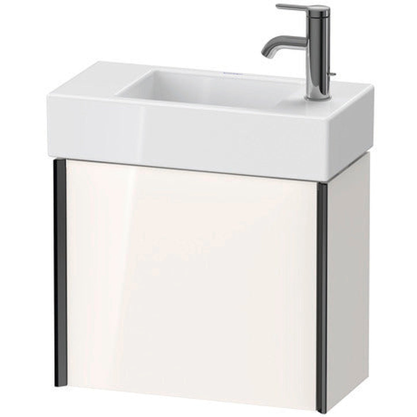 Duravit Xviu 19" x 16" x 9" One Door Wall-Mount Vanity Unit With Right Hinge, White High Gloss Lacquer (XV4232RB285)
