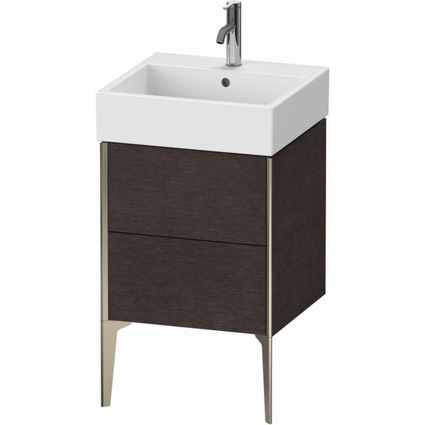 Duravit Xviu 19" x 19" x 18" Two Drawer Floorstanding Vanity Unit, Brushed Dark Oak Real Wood Veneer (XV45330B172)