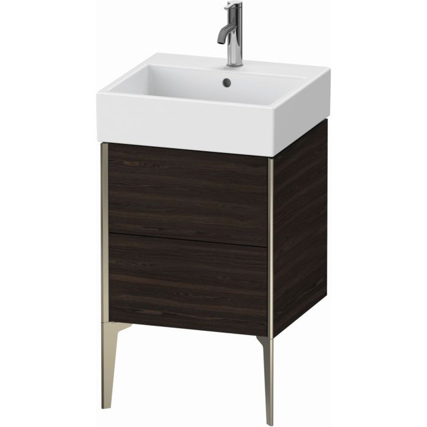 Duravit Xviu 19" x 19" x 18" Two Drawer Floorstanding Vanity Unit, Brushed Walnut Real Wood Veneer (XV45330B169)