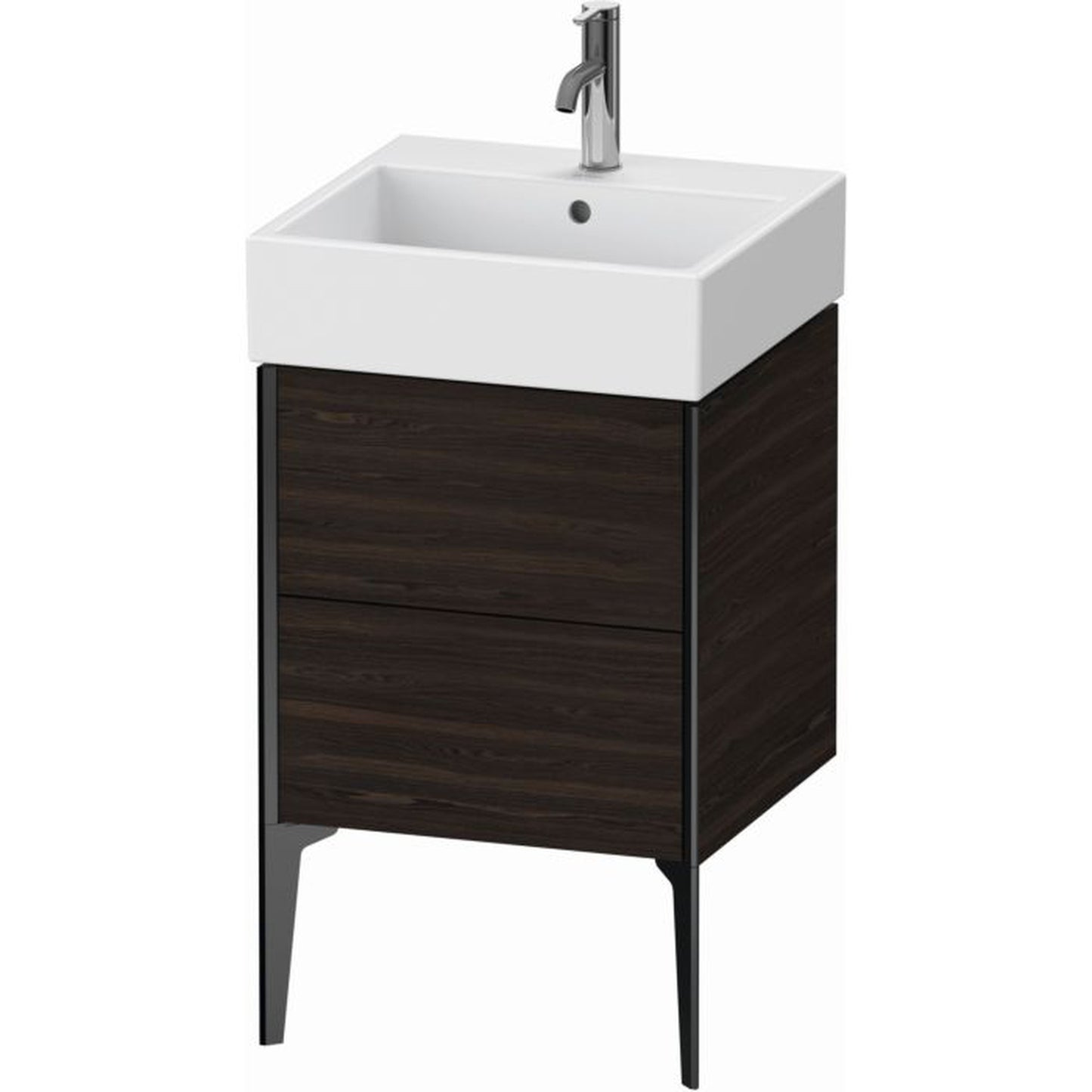 Duravit Xviu 19" x 19" x 18" Two Drawer Floorstanding Vanity Unit, Brushed Walnut Real Wood Veneer (XV45330B269)