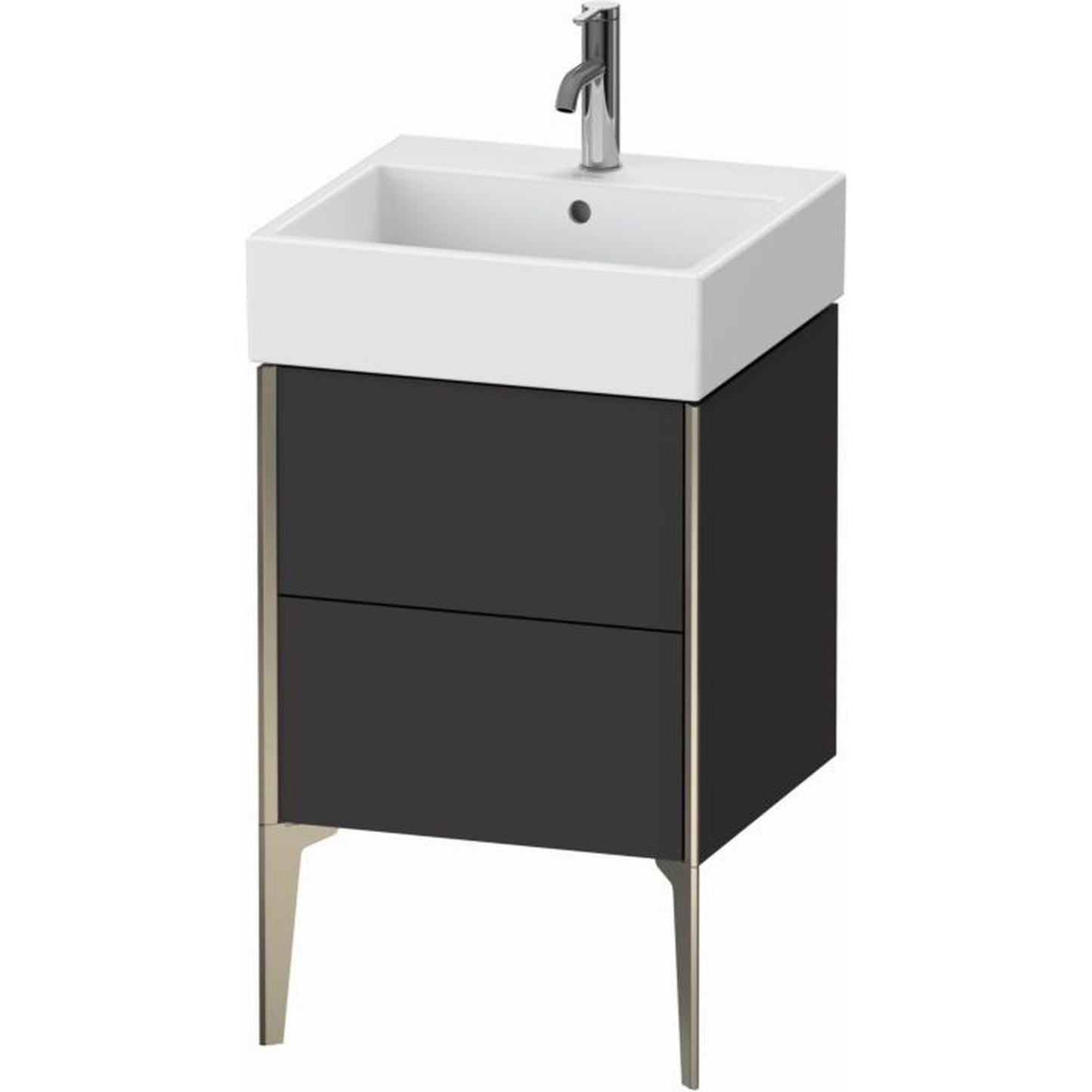 Duravit Xviu 19" x 19" x 18" Two Drawer Floorstanding Vanity Unit, Graphite Super Matt (XV45330B180)