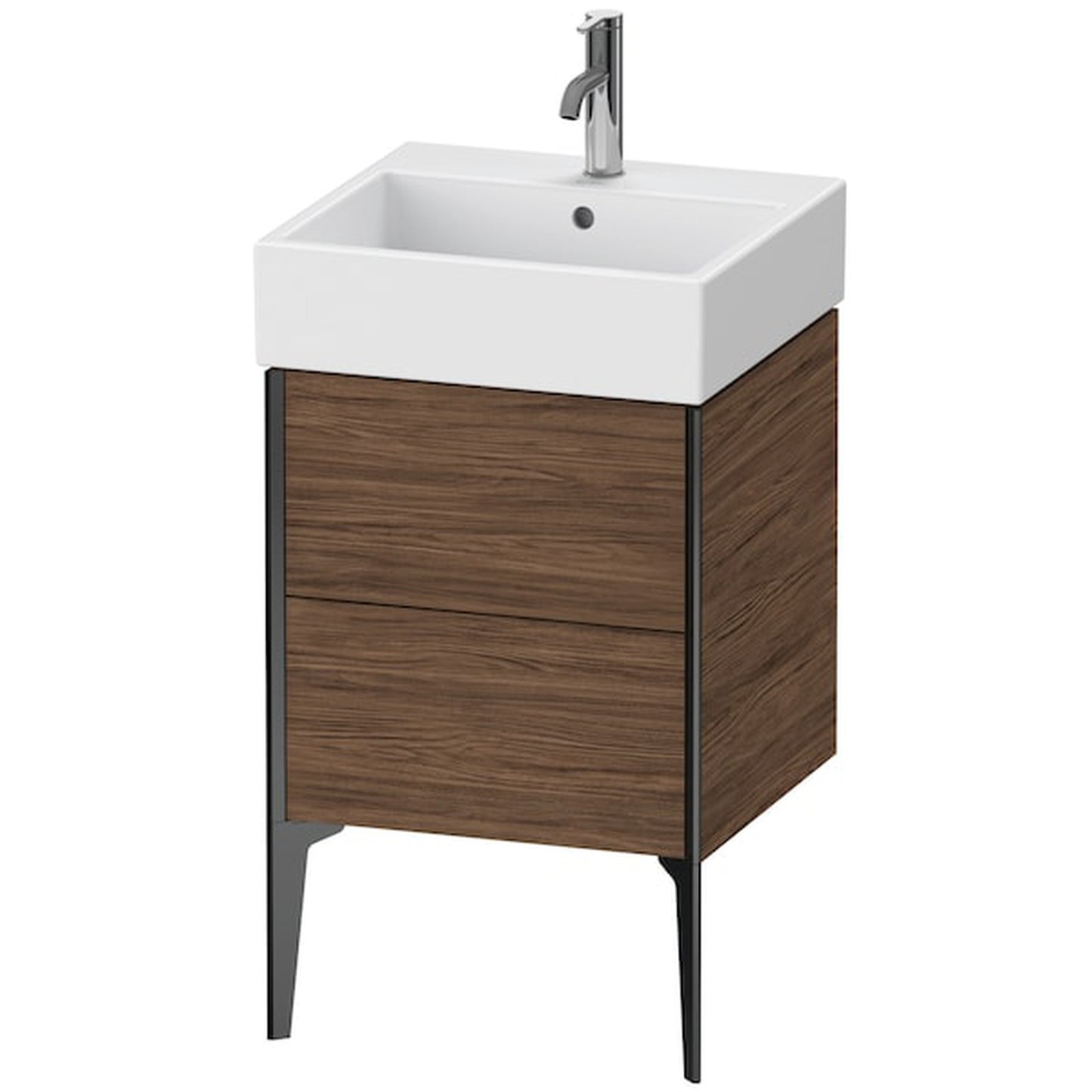 Duravit Xviu 19" x 19" x 18" Two Drawer Floorstanding Vanity Unit, Walnut Dark (XV45330B221)