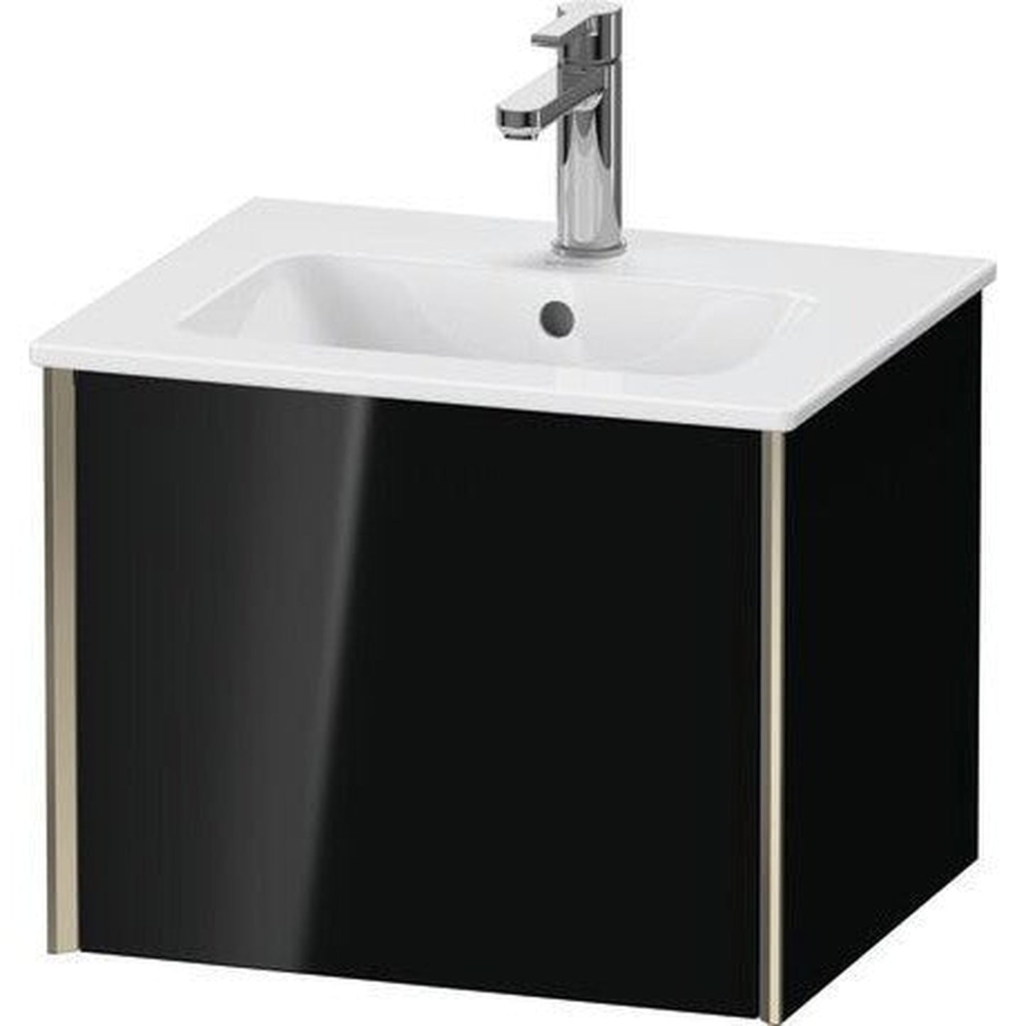 Duravit Xviu 20" x 16" x 17" One Drawer Wall-Mount Vanity Unit, Black High Gloss Lacquer (XV42150B140)