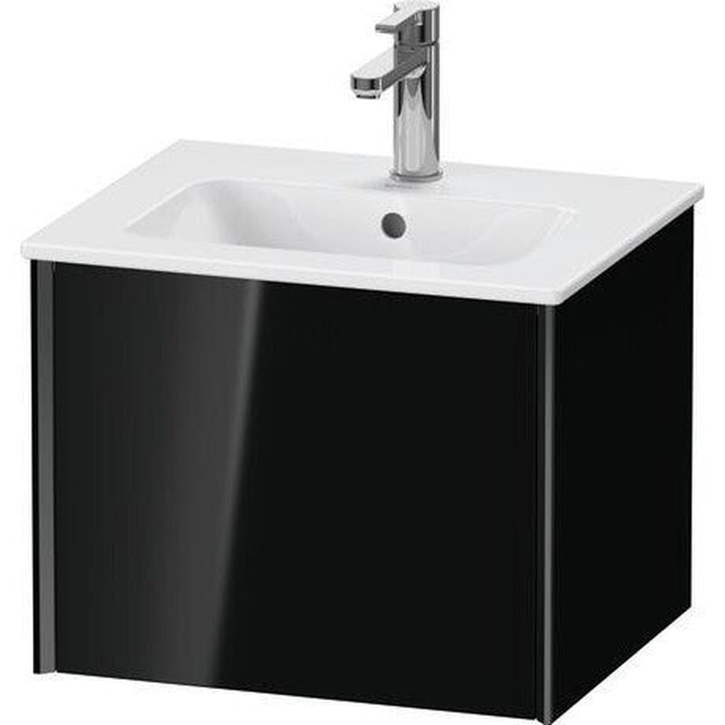 Duravit Xviu 20" x 16" x 17" One Drawer Wall-Mount Vanity Unit, Black High Gloss Lacquer (XV42150B240)