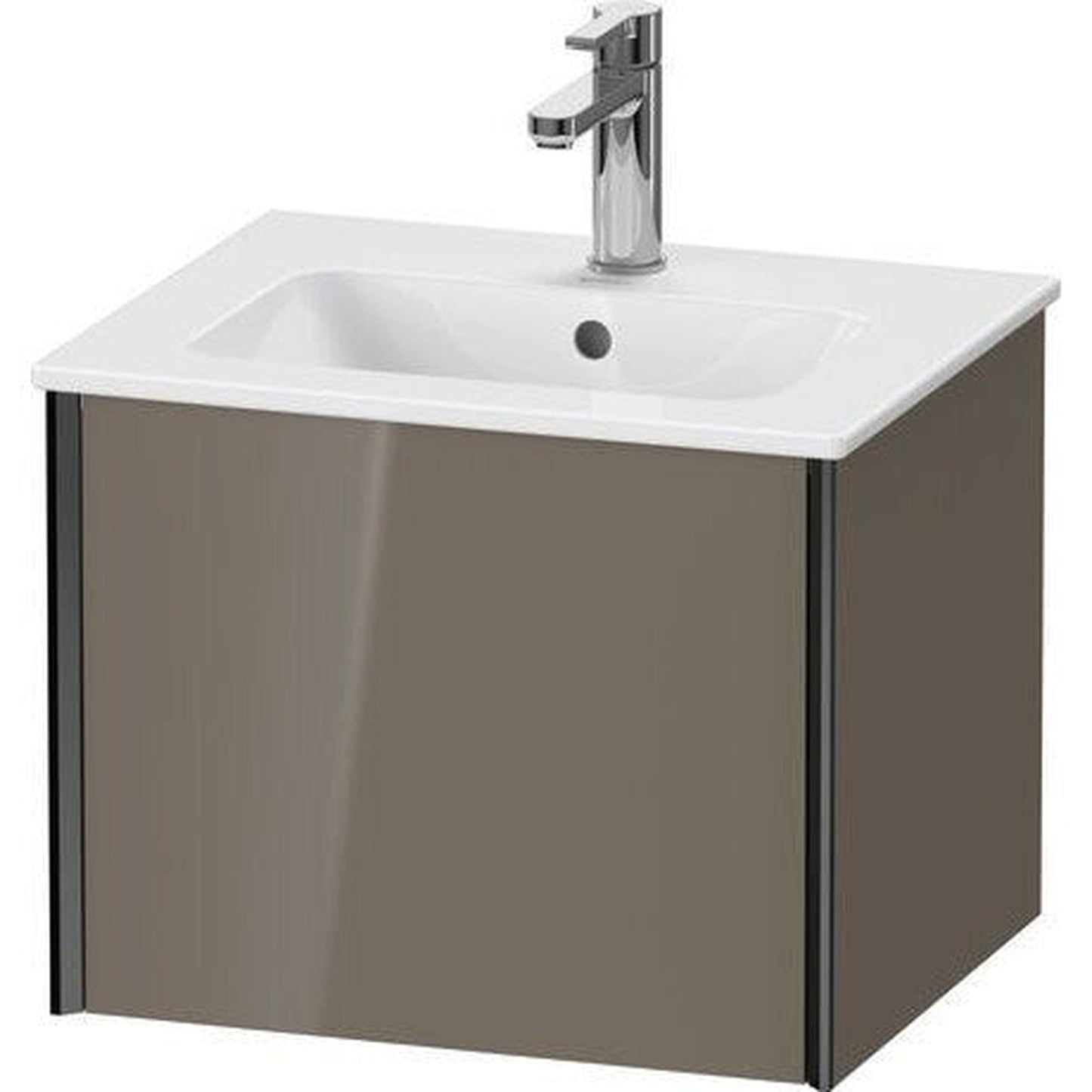 Duravit Xviu 20" x 16" x 17" One Drawer Wall-Mount Vanity Unit, Flannel Grey High Gloss Lacquer (XV42150B289)