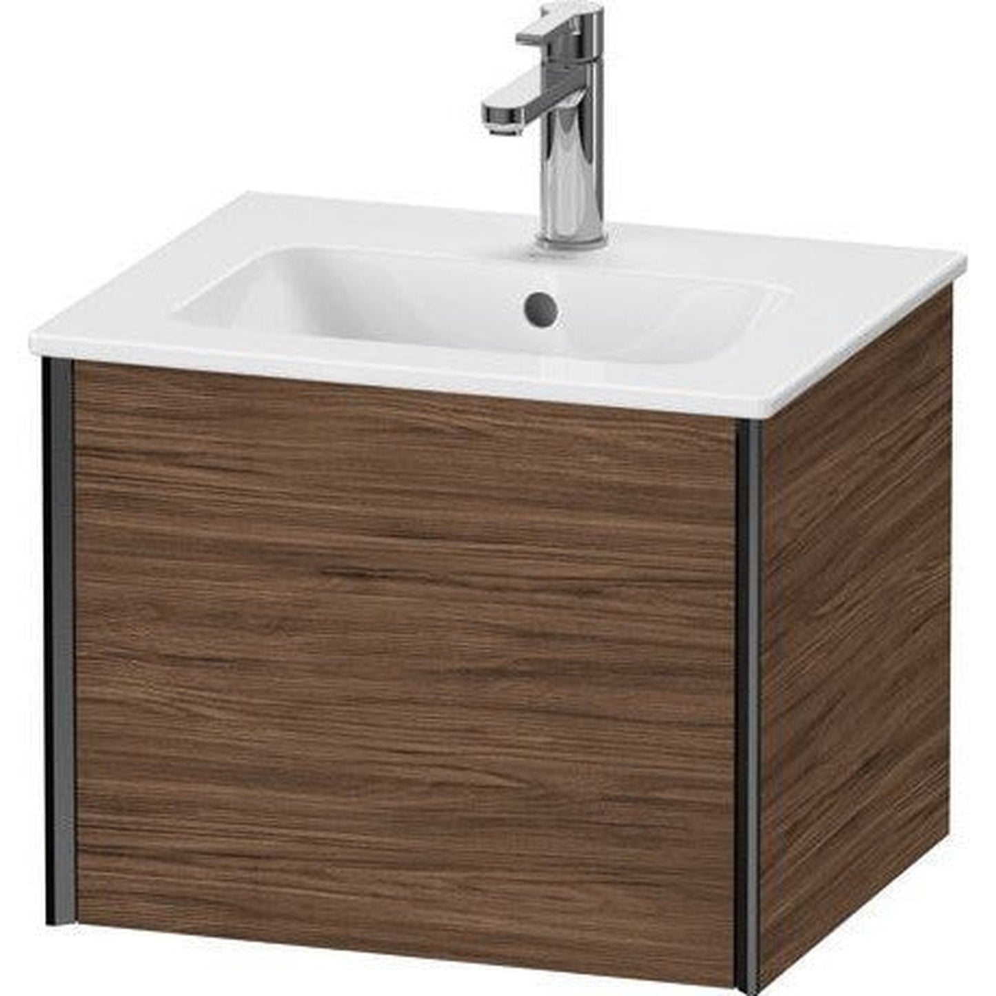 Duravit Xviu 20" x 16" x 17" One Drawer Wall-Mount Vanity Unit, Walnut Dark (XV42150B221)