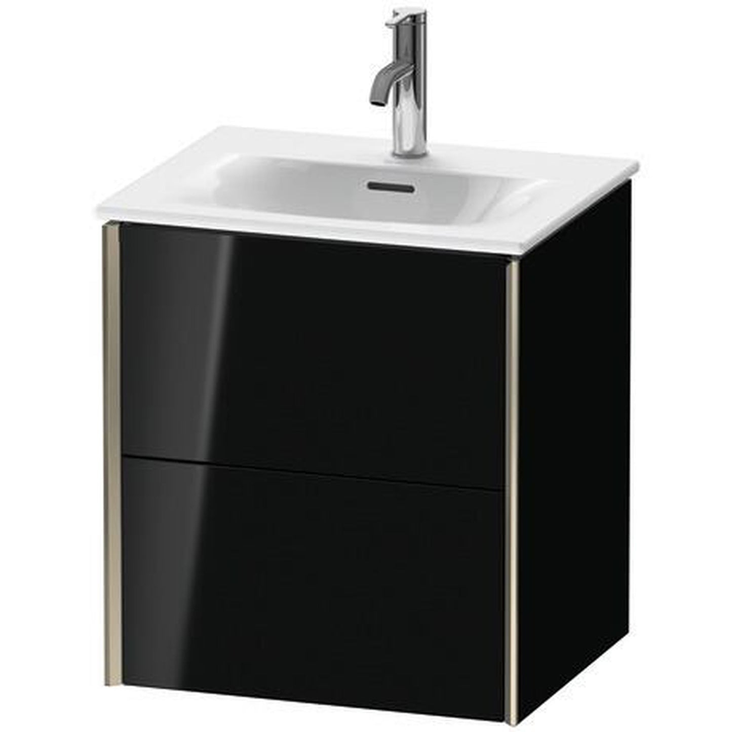 Duravit Xviu 20" x 22" x 17" Two Drawer Wall-Mount Vanity Unit, Black High Gloss Lacquer (XV41310B140)