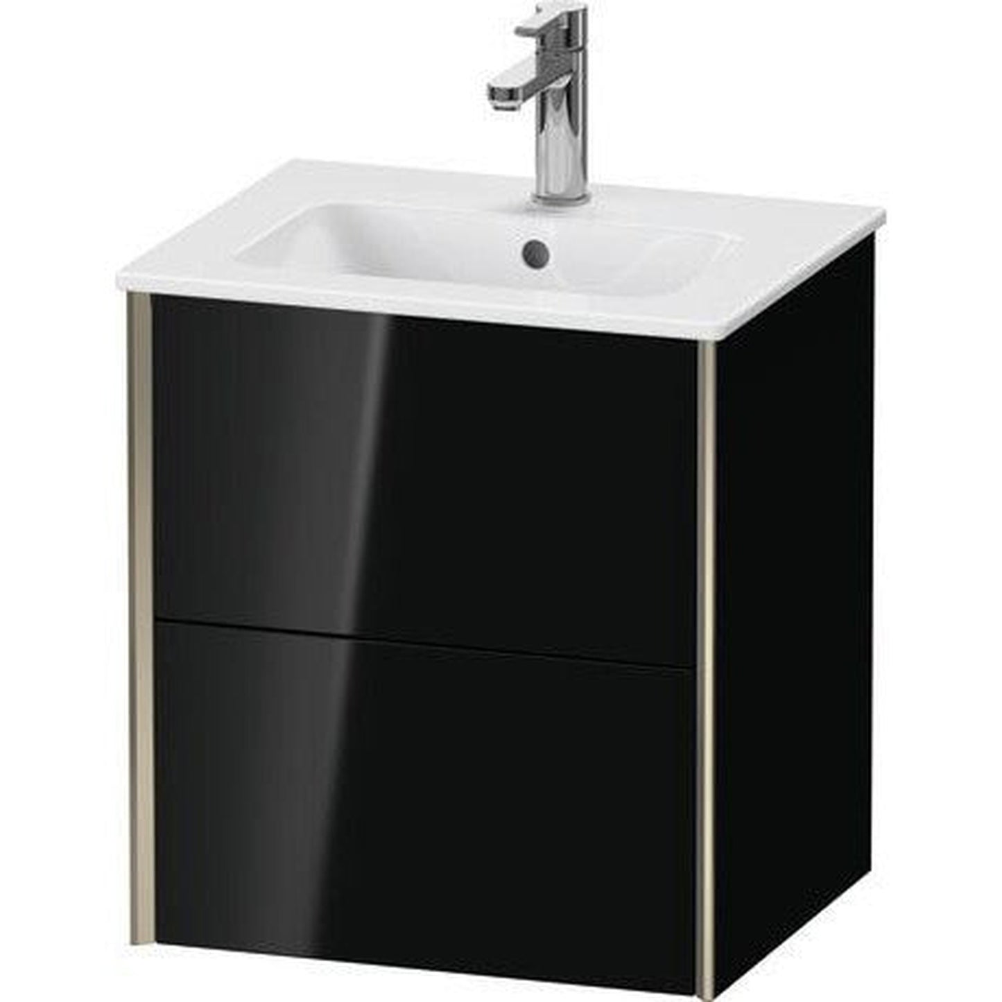 Duravit Xviu 20" x 22" x 17" Two Drawer Wall-Mount Vanity Unit, Black High Gloss Lacquer (XV43150B140)