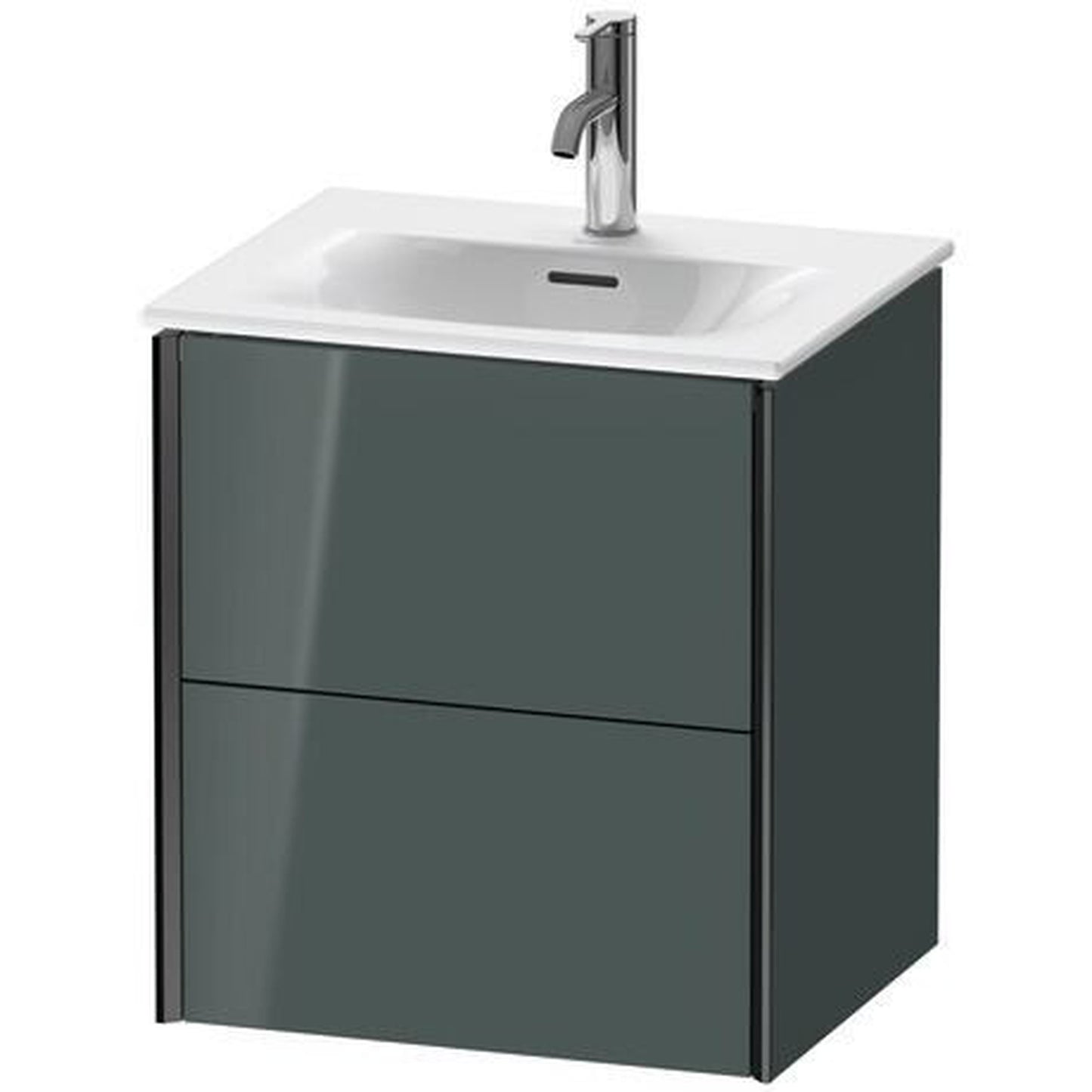 Duravit Xviu 20" x 22" x 17" Two Drawer Wall-Mount Vanity Unit, Dolomiti Grey High Gloss Lacquer (XV41310B238)