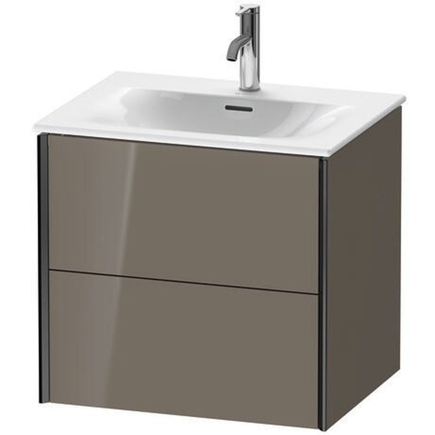 Duravit Xviu 20" x 22" x 19" Two Drawer Wall-Mount Vanity Unit, Flannel Grey High Gloss Lacquer (XV41320B289)