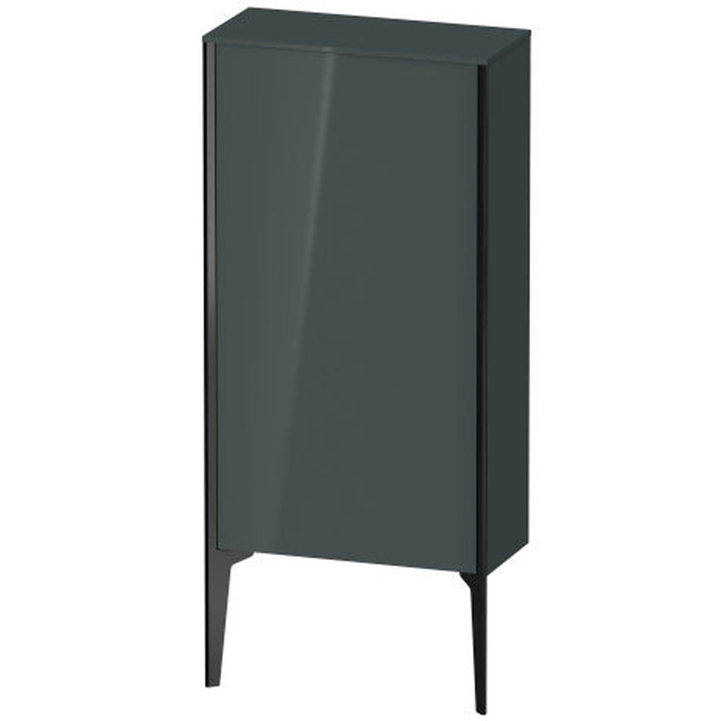 Duravit Xviu 20" x 35" Semi Tall Cabinet With Left Hinge, Black Matt and Dolomiti Grey High Gloss Lacquer Finish (XV1306LB238)