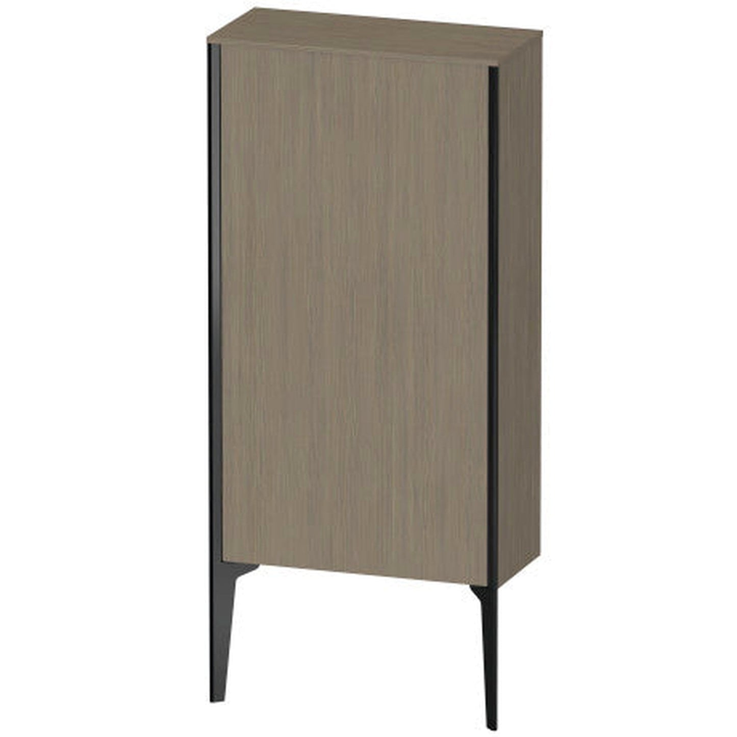 Duravit Xviu 20" x 35" Semi Tall Cabinet With Left Hinge, Black Matt and Oak Terra Finish (XV1306-LB)