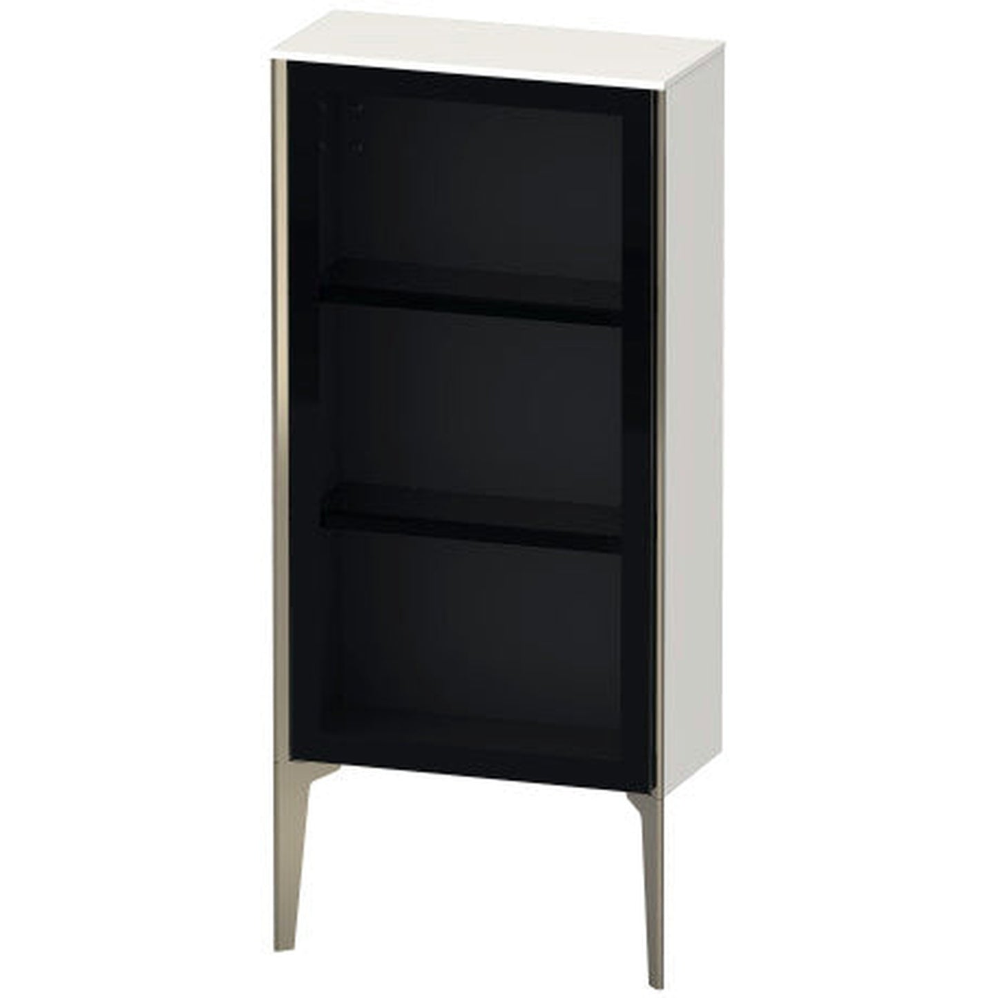 Duravit Xviu 20" x 35" Semi Tall Cabinet With Right Hinge, Champagne Matt and White High Gloss Finish (XV1361RB122)