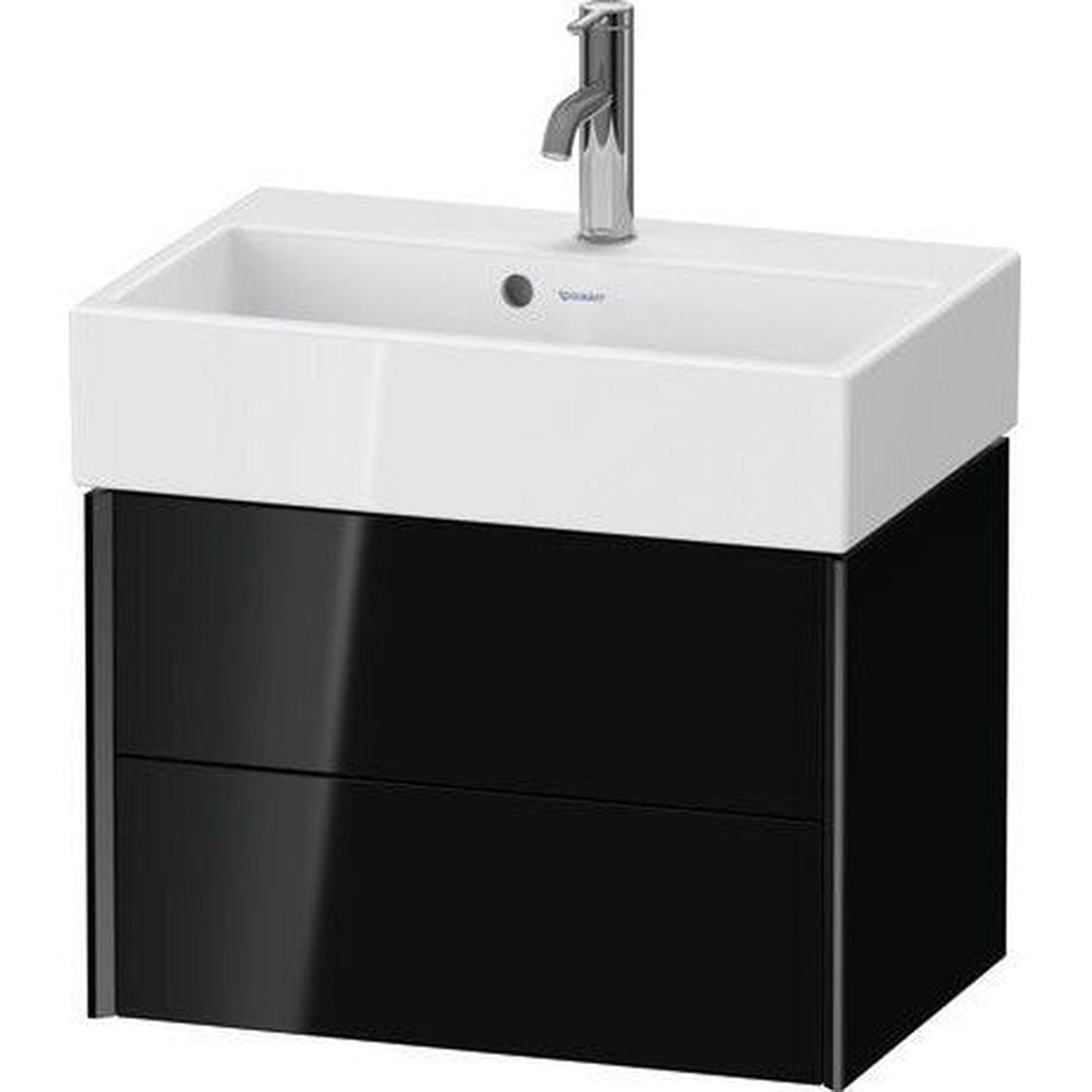 Duravit Xviu 23" x 16" x 15" Two Drawer Wall-Mount Vanity Unit, Black High Gloss Lacquer (XV43160B240)
