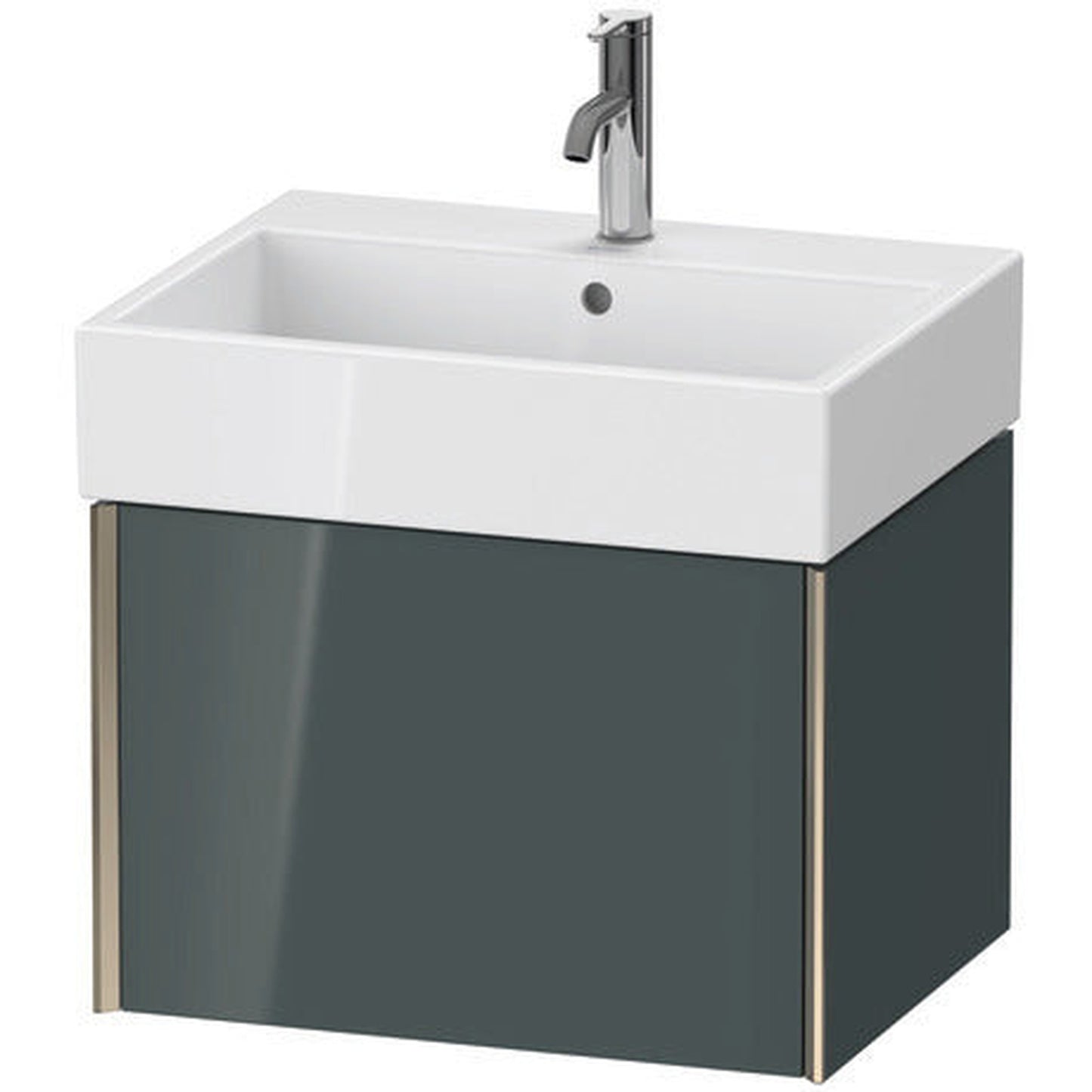 Duravit Xviu 23" x 16" x 18" One Drawer Wall-Mount Vanity Unit, Dolomiti Grey High Gloss Lacquer (XV42340B138)