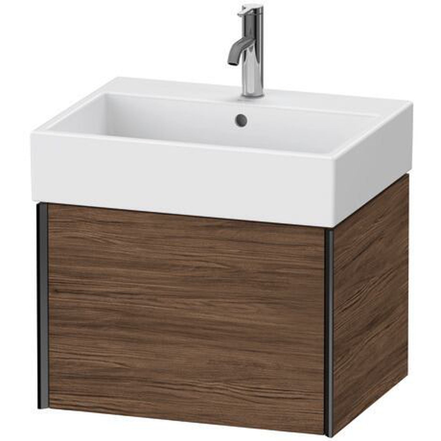 Duravit Xviu 23" x 16" x 18" One Drawer Wall-Mount Vanity Unit, Walnut Dark (XV42340B221)