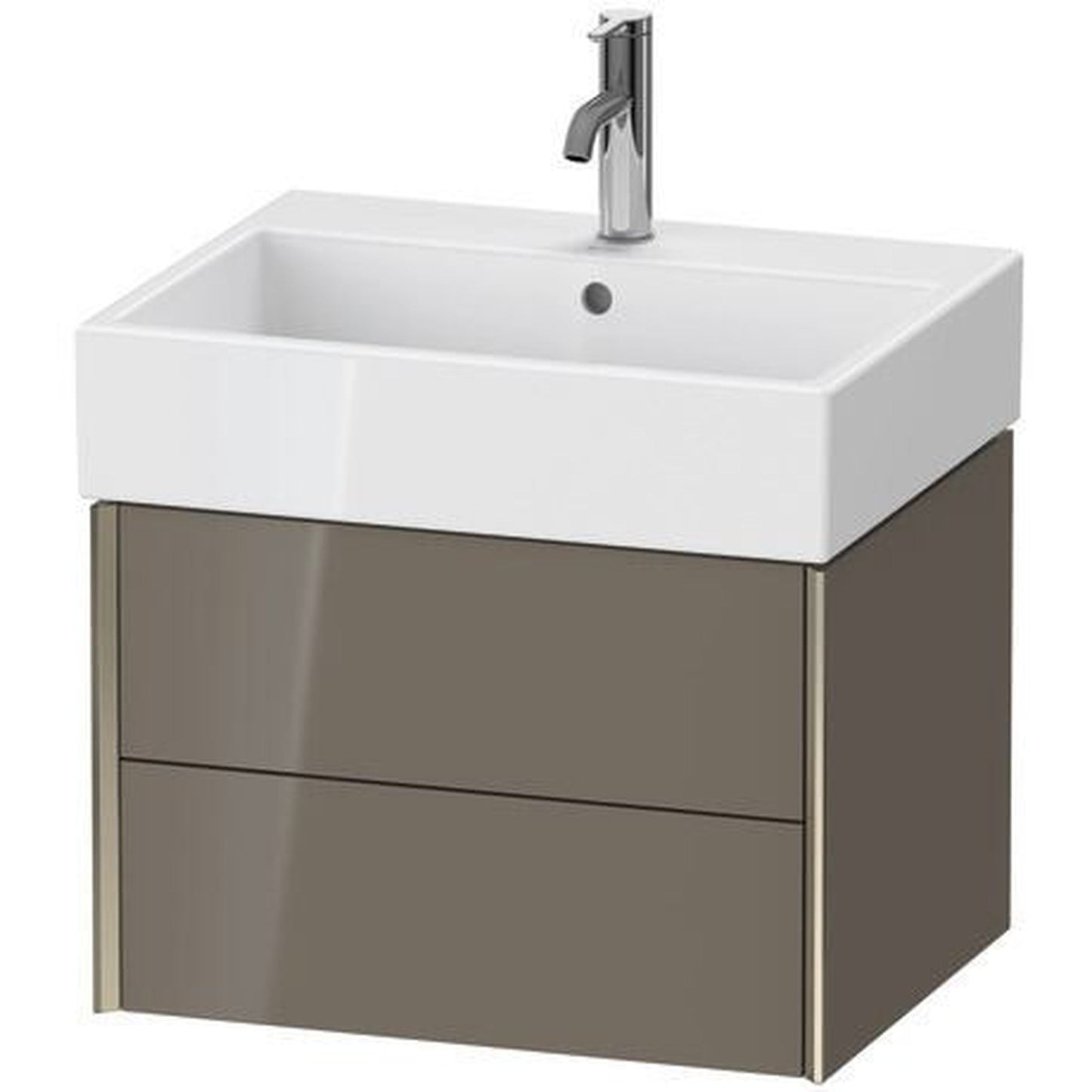 Duravit Xviu 23" x 16" x 18" Two Drawer Wall-Mount Vanity Unit, Flannel Grey High Gloss Lacquer (XV43340B189)