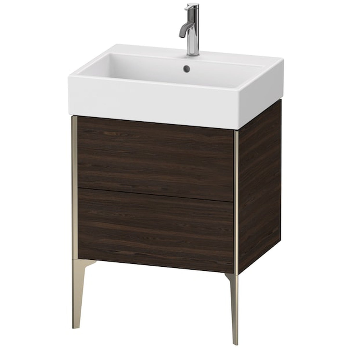 Duravit Xviu 23" x 19" x 18" Two Drawer Floorstanding Vanity Unit, Brushed Walnut Real Wood Veneer (XV45340B169)